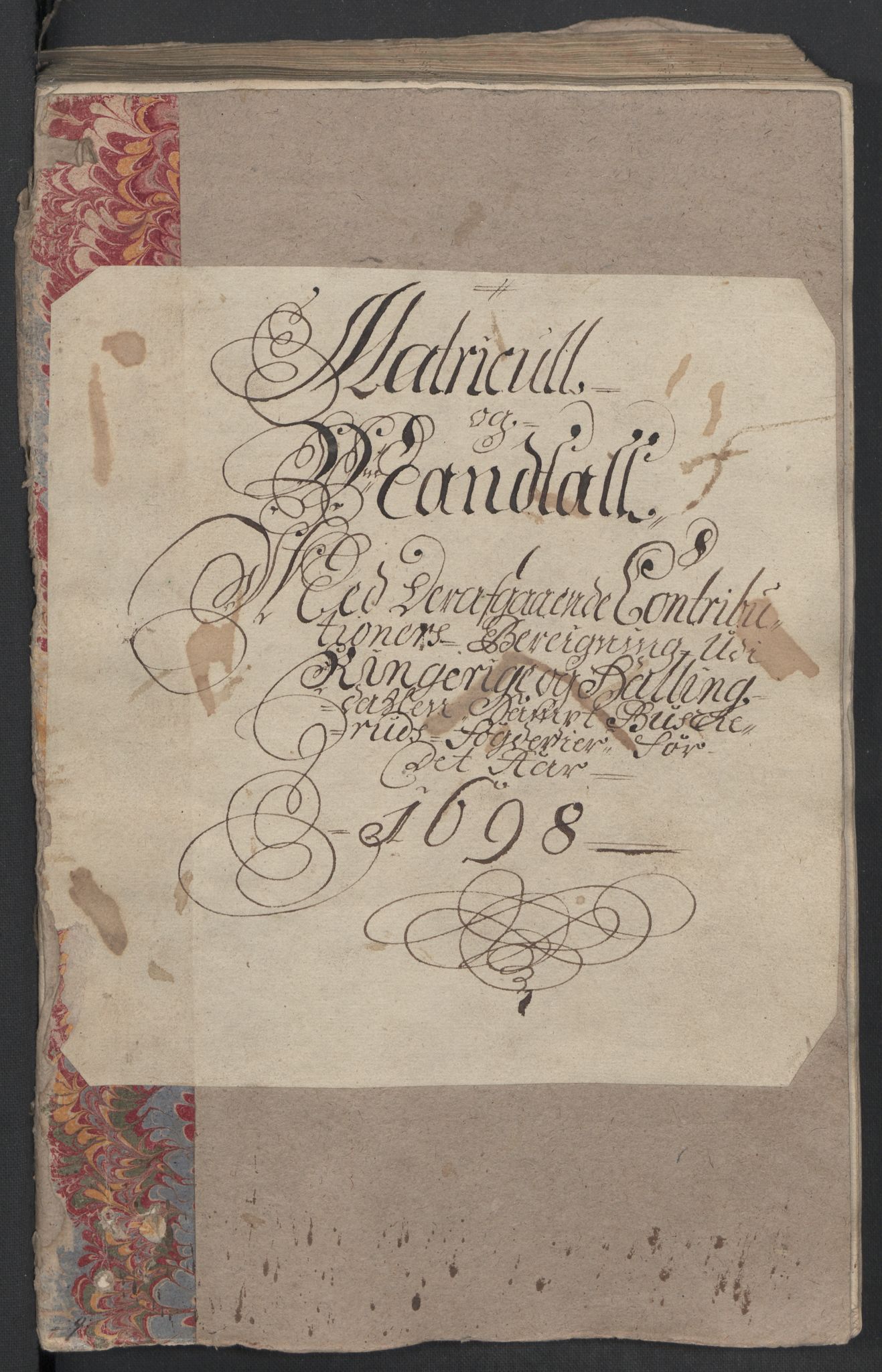 Rentekammeret inntil 1814, Reviderte regnskaper, Fogderegnskap, RA/EA-4092/R22/L1455: Fogderegnskap Ringerike, Hallingdal og Buskerud, 1698, s. 22