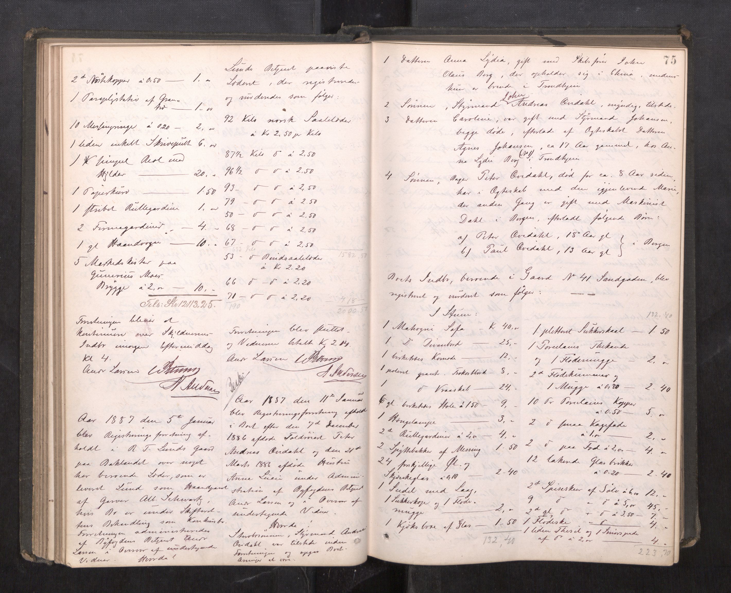 Trondheim byfogd, AV/SAT-A-0003/1/3/3C/L0012: Skifteregistreringsprotokoll - 12/1-17/12. (u/ register), 1885-1890, s. 75