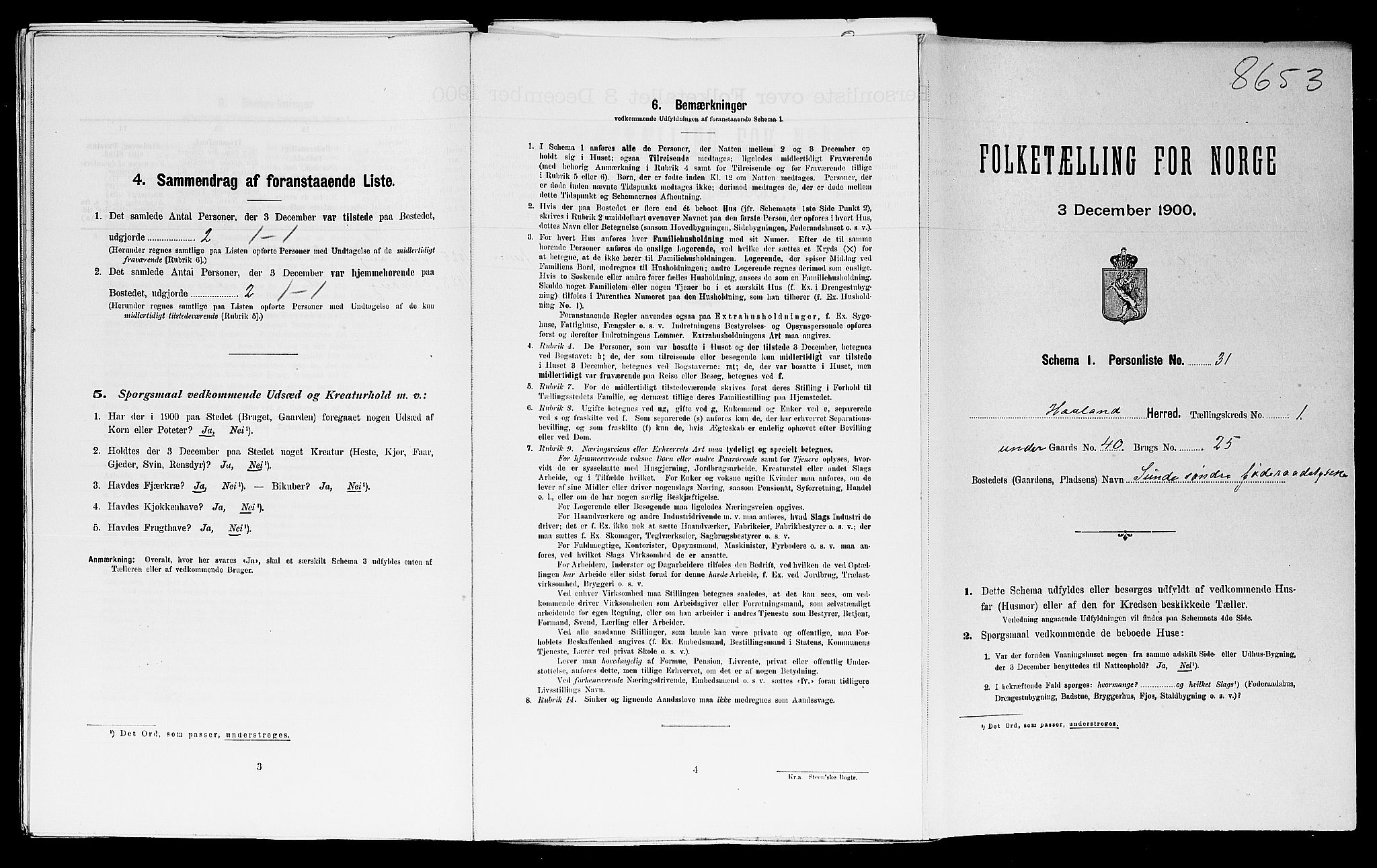SAST, Folketelling 1900 for 1124 Haaland herred, 1900, s. 159