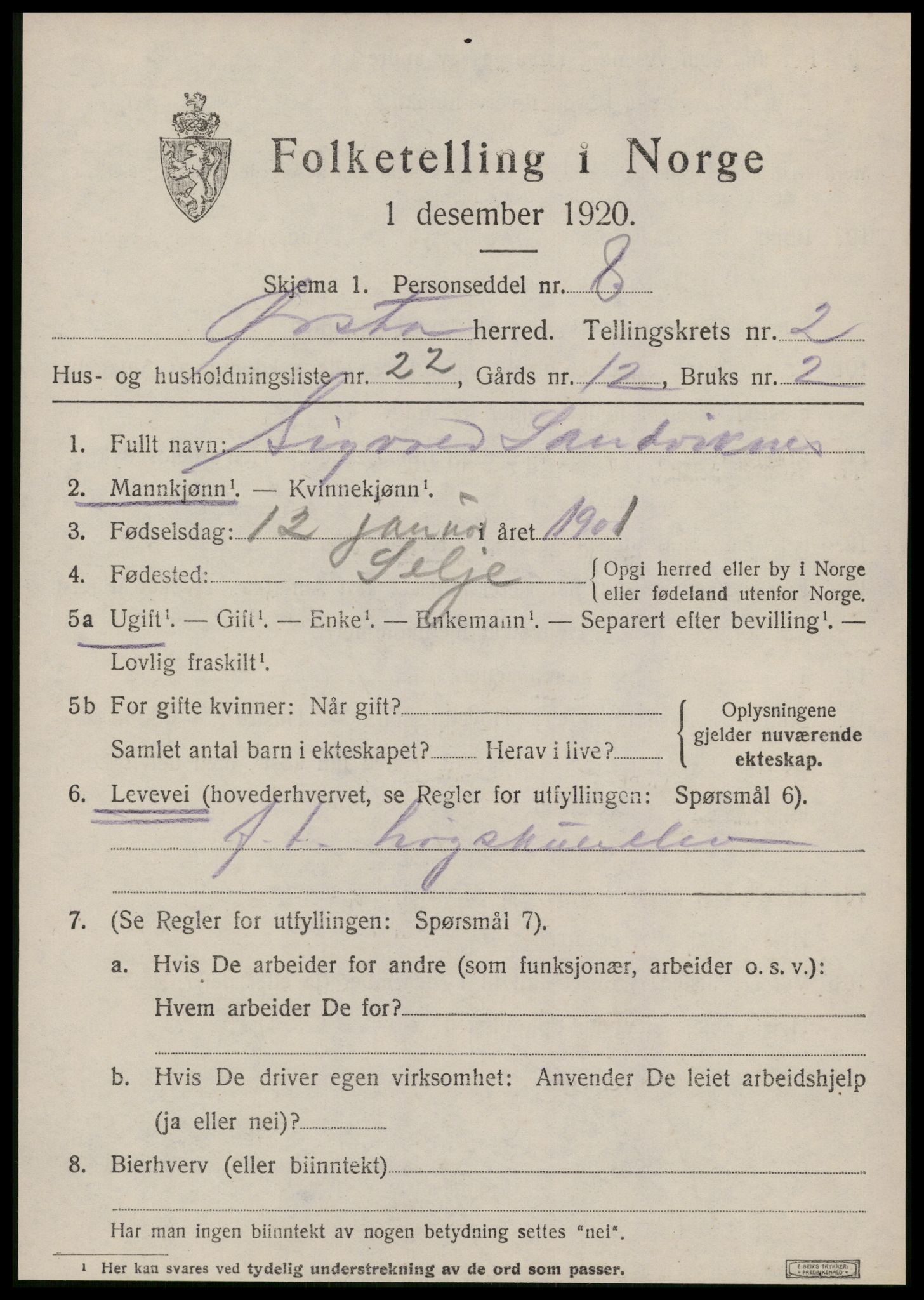 SAT, Folketelling 1920 for 1520 Ørsta herred, 1920, s. 2062