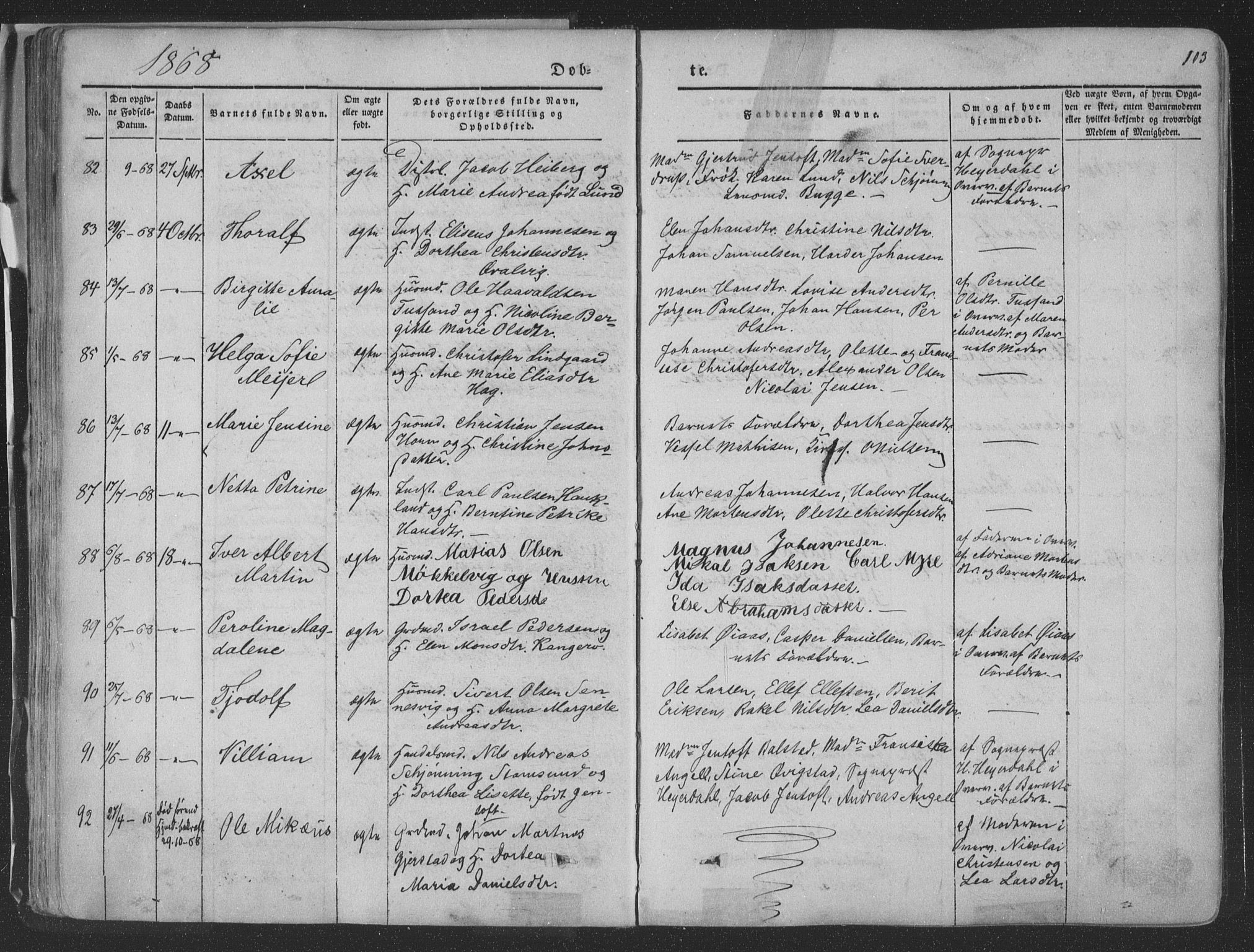 Ministerialprotokoller, klokkerbøker og fødselsregistre - Nordland, AV/SAT-A-1459/881/L1165: Klokkerbok nr. 881C02, 1854-1876, s. 103