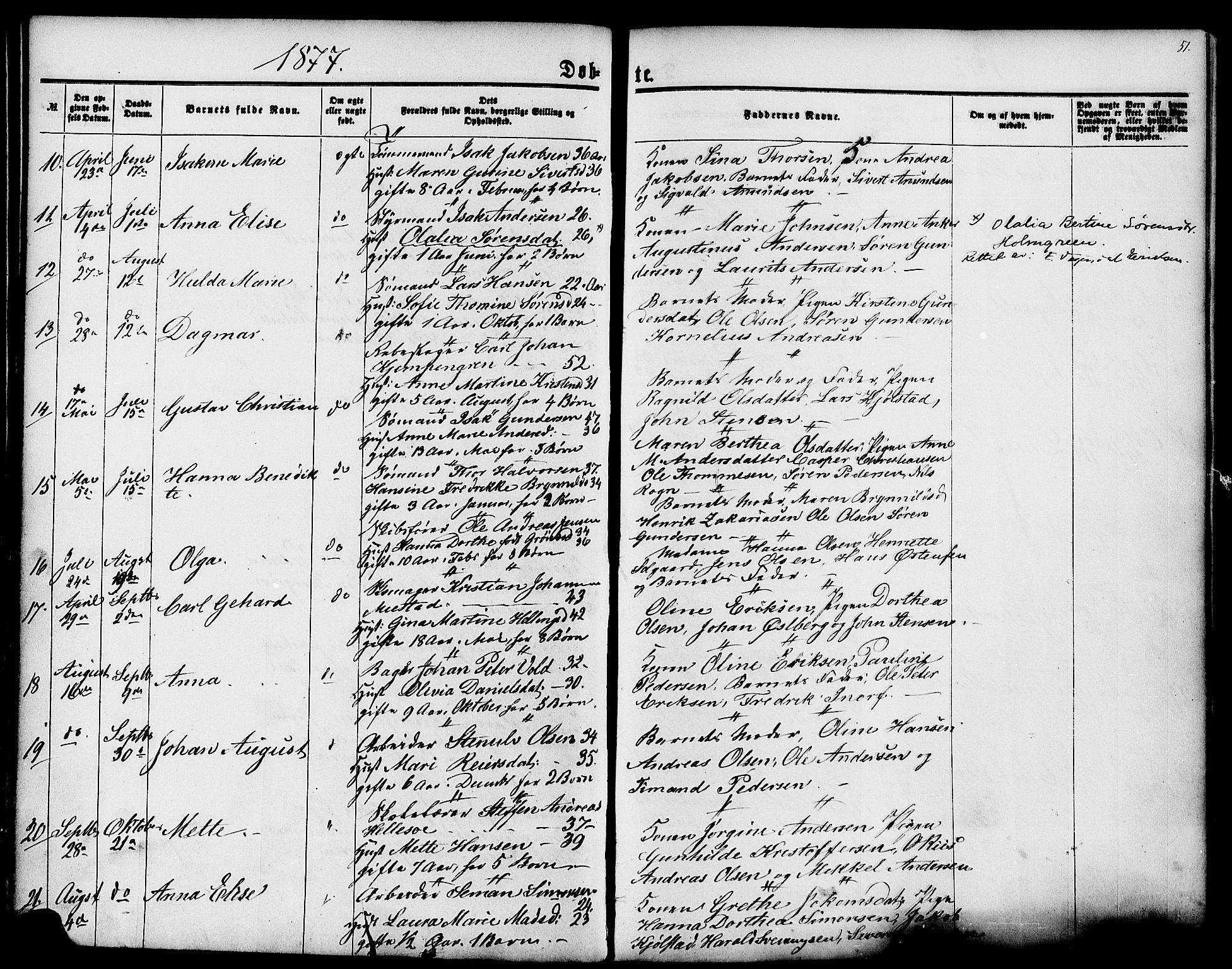 Langesund kirkebøker, AV/SAKO-A-280/G/Ga/L0004: Klokkerbok nr. 4, 1859-1884, s. 51