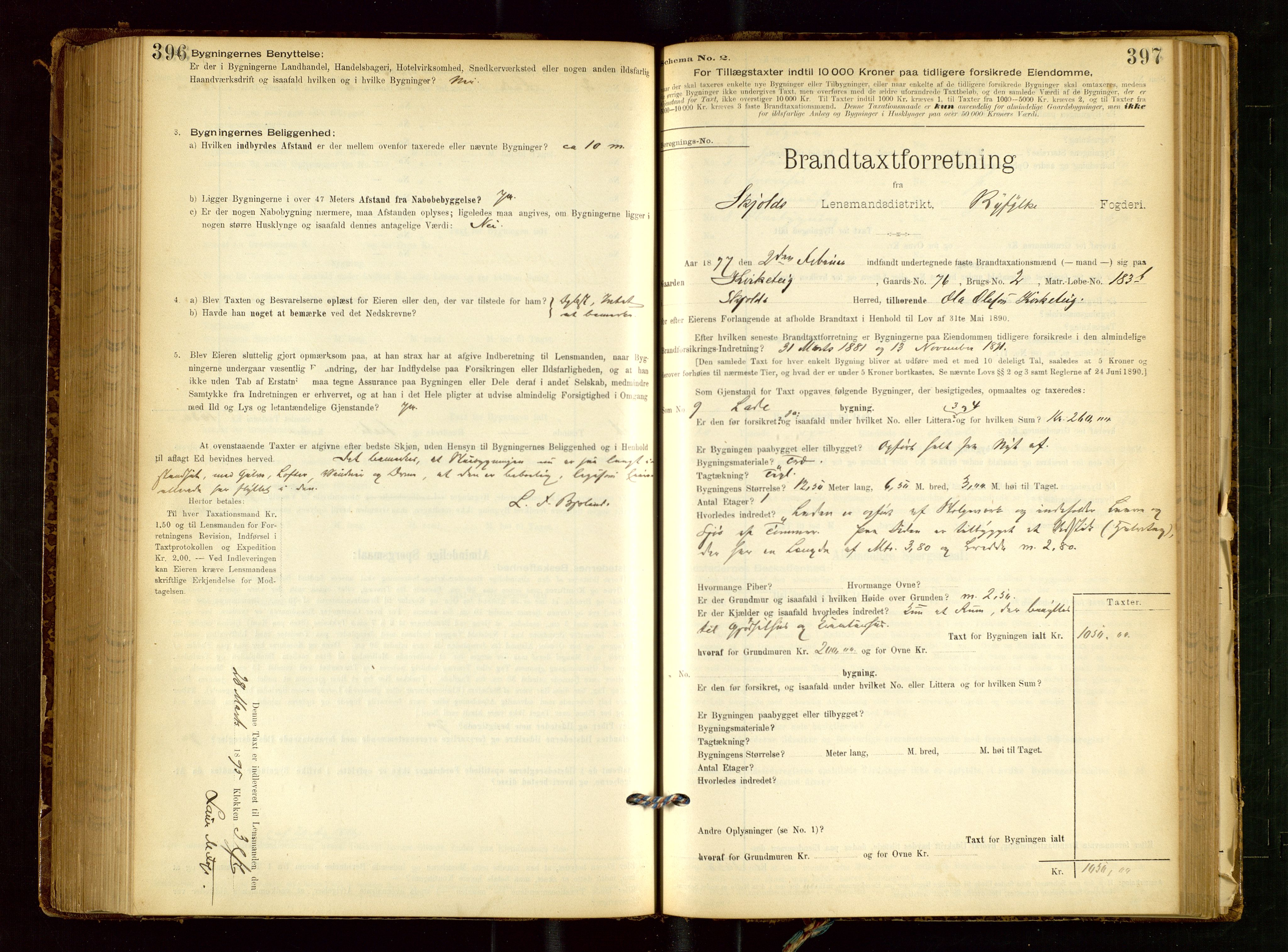 Skjold lensmannskontor, AV/SAST-A-100182/Gob/L0001: "Brandtaxationsprotokol for Skjold Lensmandsdistrikt Ryfylke Fogderi", 1894-1939, s. 396-397