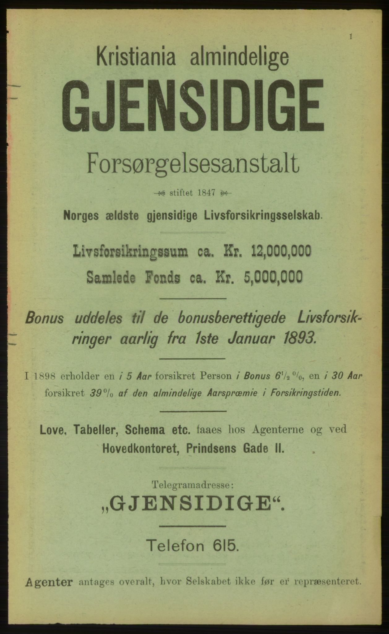 Kristiania/Oslo adressebok, PUBL/-, 1898, s. 1