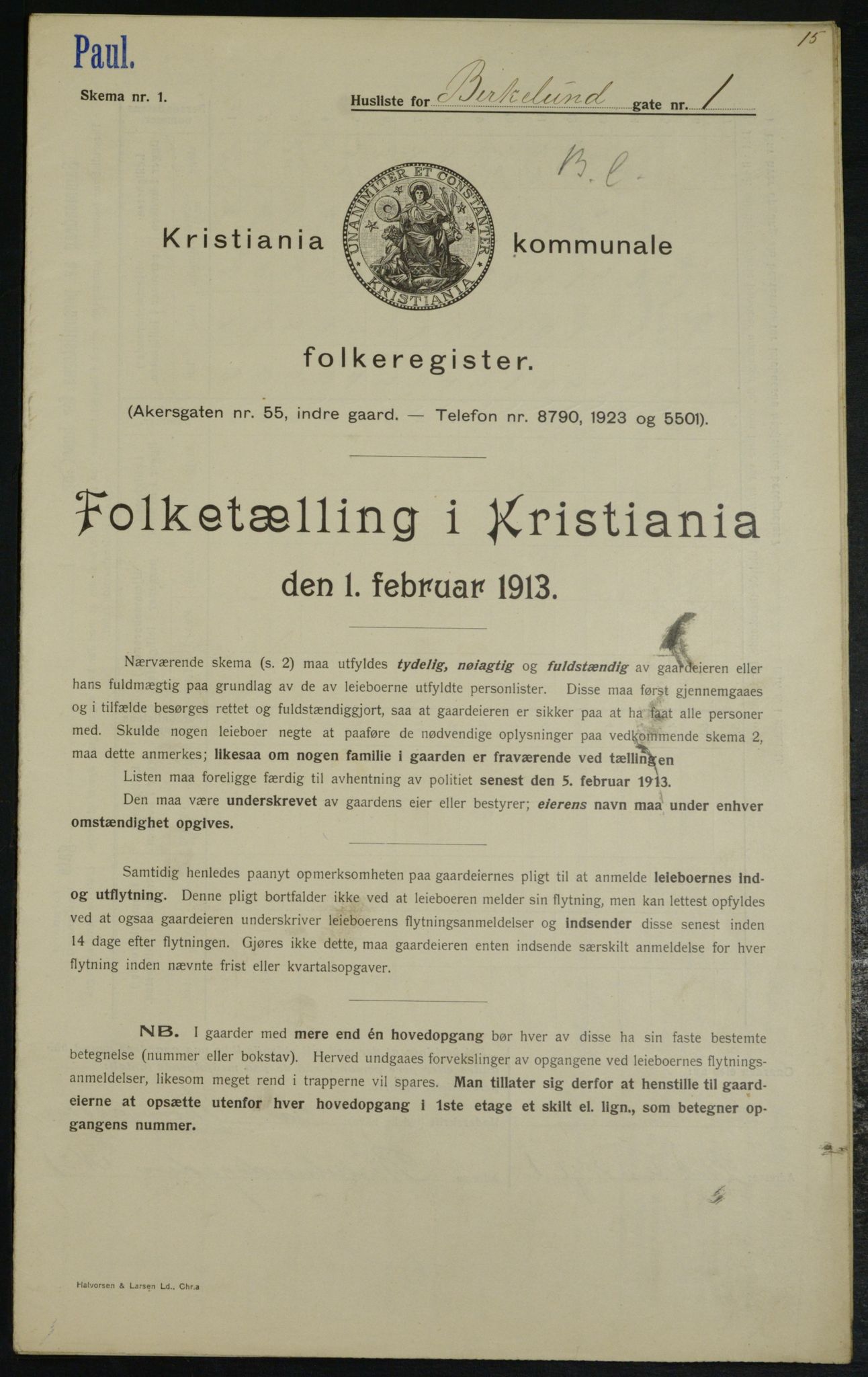 OBA, Kommunal folketelling 1.2.1913 for Kristiania, 1913, s. 4876