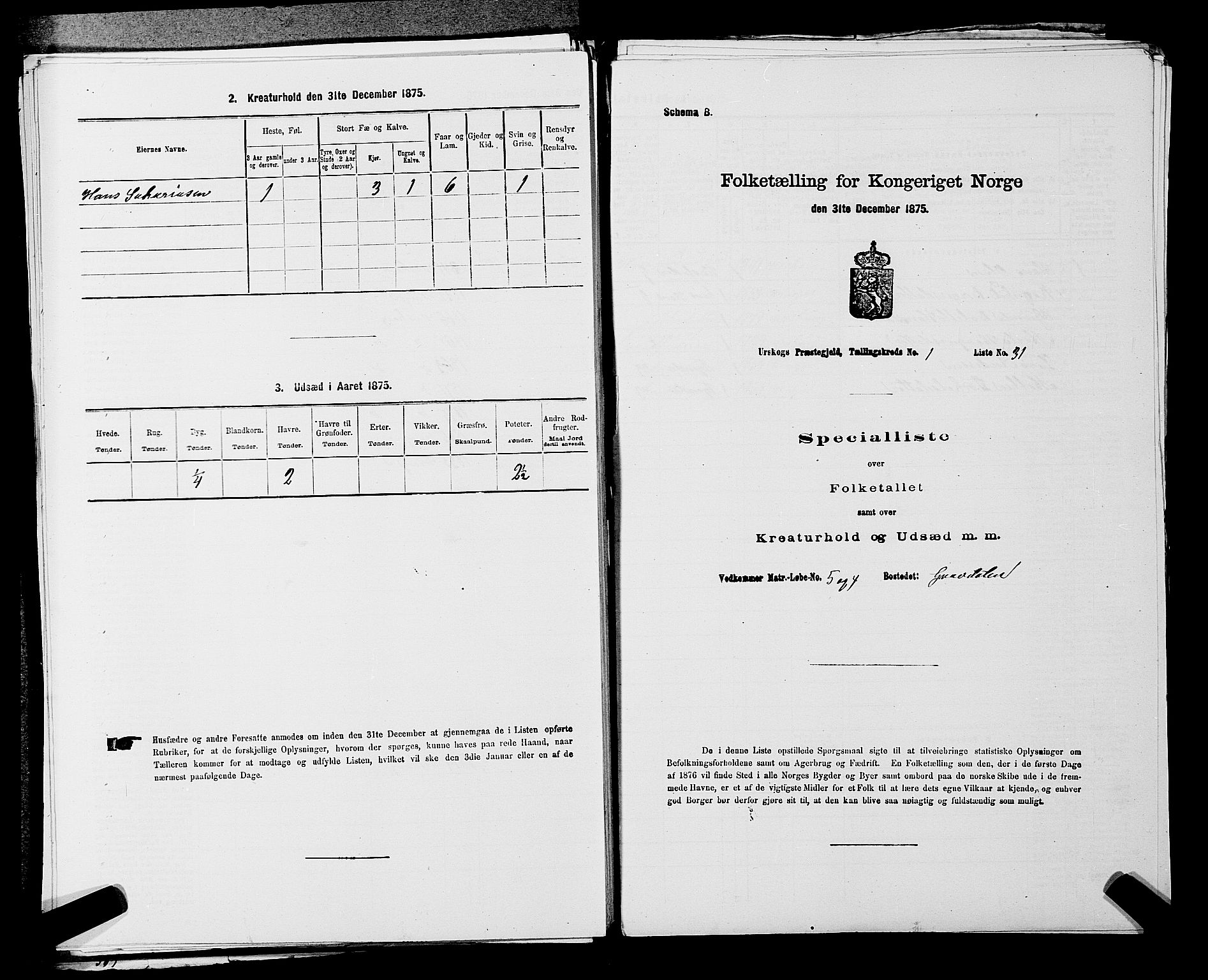 RA, Folketelling 1875 for 0224P Aurskog prestegjeld, 1875, s. 108