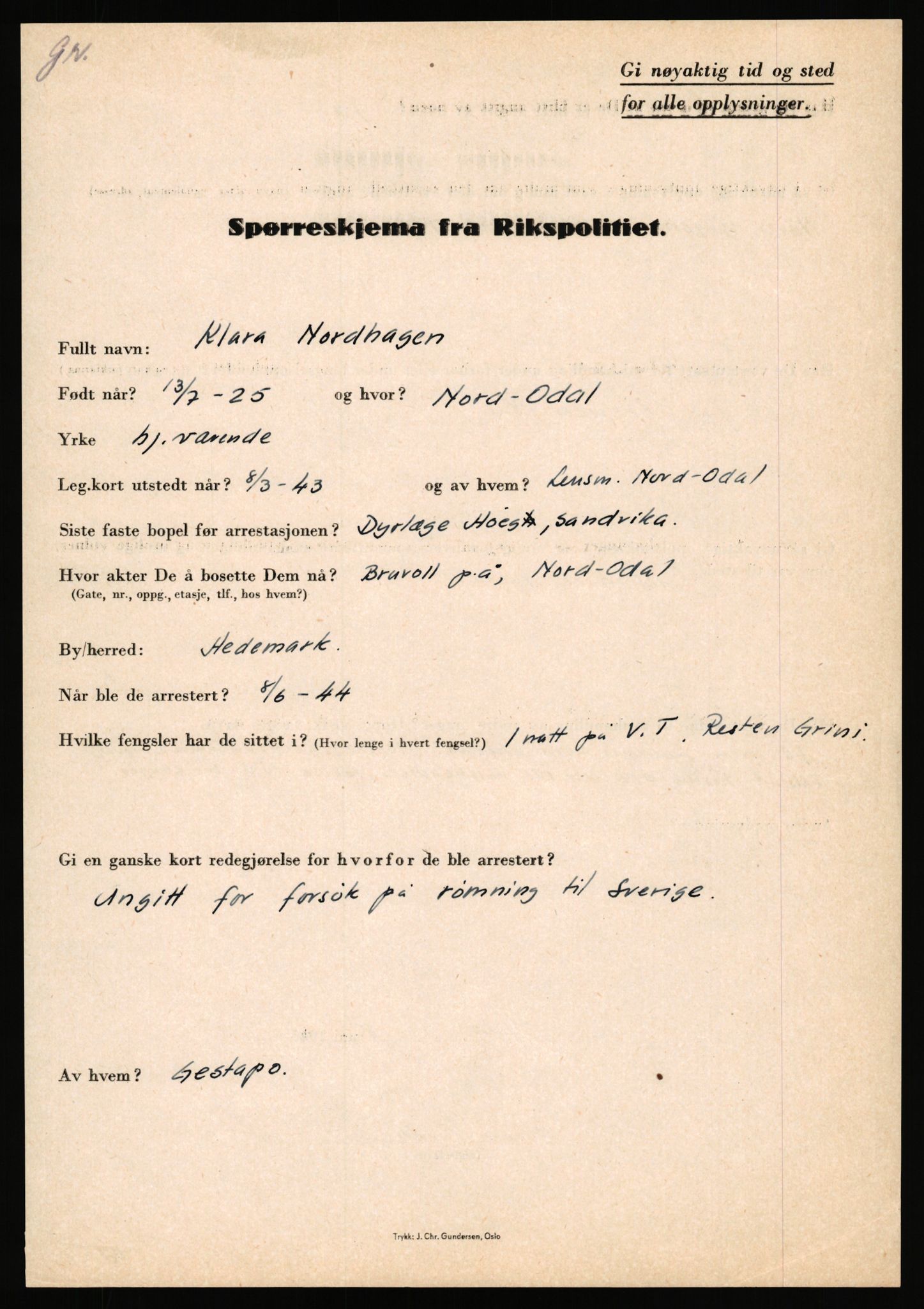 Rikspolitisjefen, AV/RA-S-1560/L/L0012: Mogensen, Øivind - Noraas, Lars, 1940-1945, s. 1012