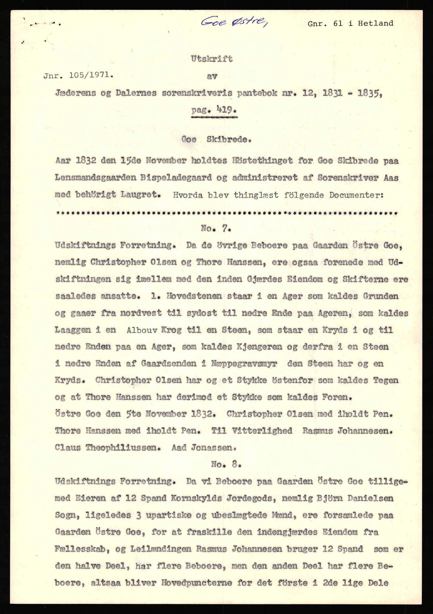 Statsarkivet i Stavanger, AV/SAST-A-101971/03/Y/Yj/L0026: Avskrifter sortert etter gårdsnavn: Gjerde - Grastveid, 1750-1930, s. 493