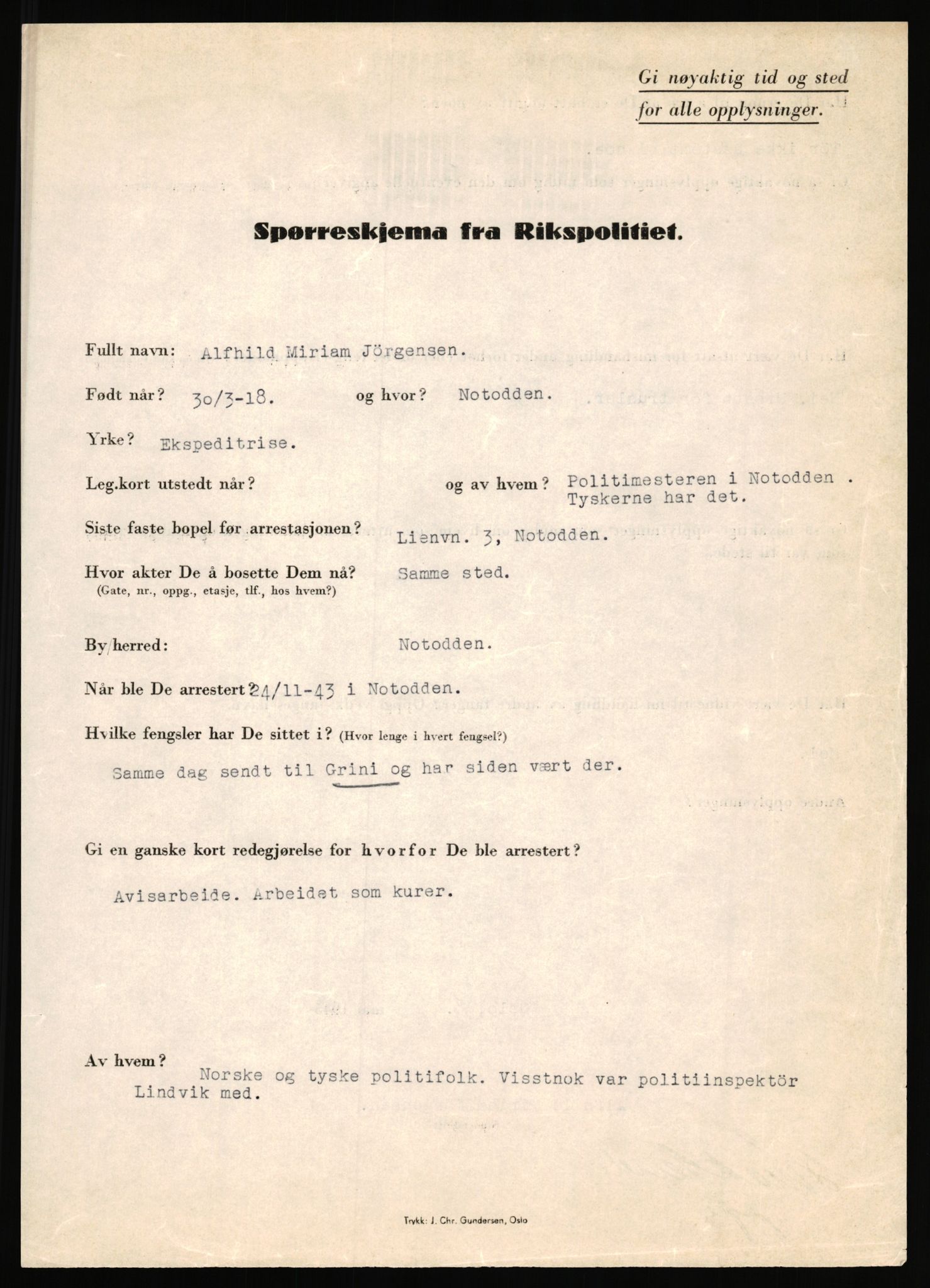 Rikspolitisjefen, AV/RA-S-1560/L/L0008: Jaffe, Bernhard - Karset, Helge Hafsahl, 1940-1945, s. 1101