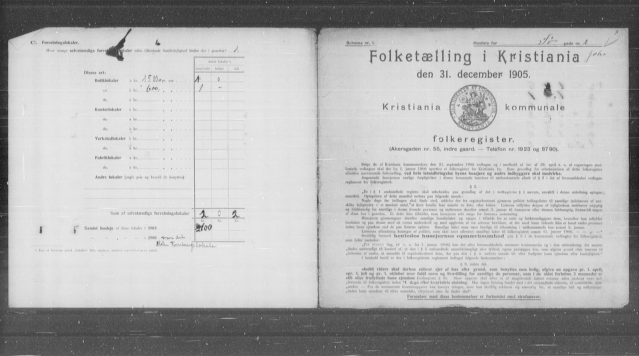 OBA, Kommunal folketelling 31.12.1905 for Kristiania kjøpstad, 1905, s. 55525