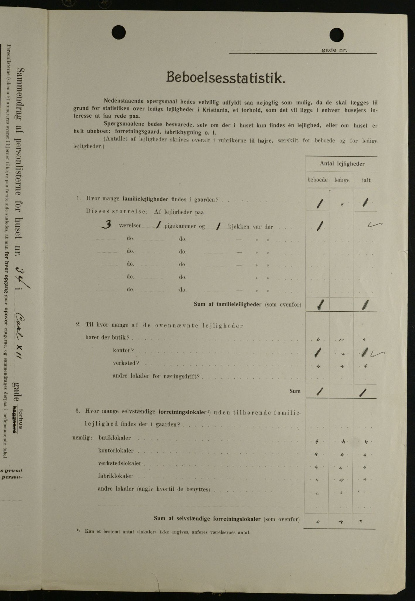 OBA, Kommunal folketelling 1.2.1908 for Kristiania kjøpstad, 1908, s. 43532