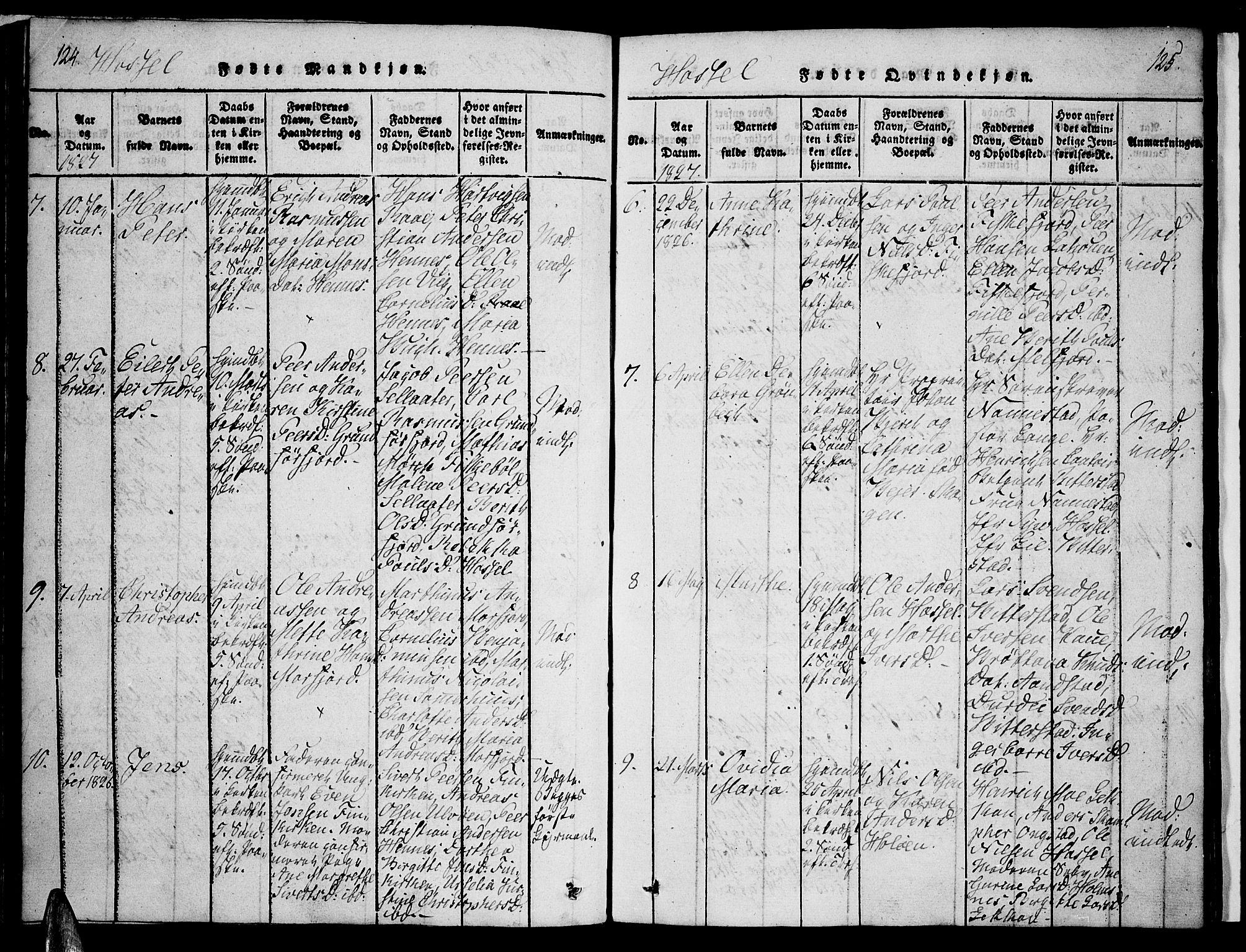 Ministerialprotokoller, klokkerbøker og fødselsregistre - Nordland, SAT/A-1459/888/L1237: Ministerialbok nr. 888A05 /1, 1820-1836, s. 124-125