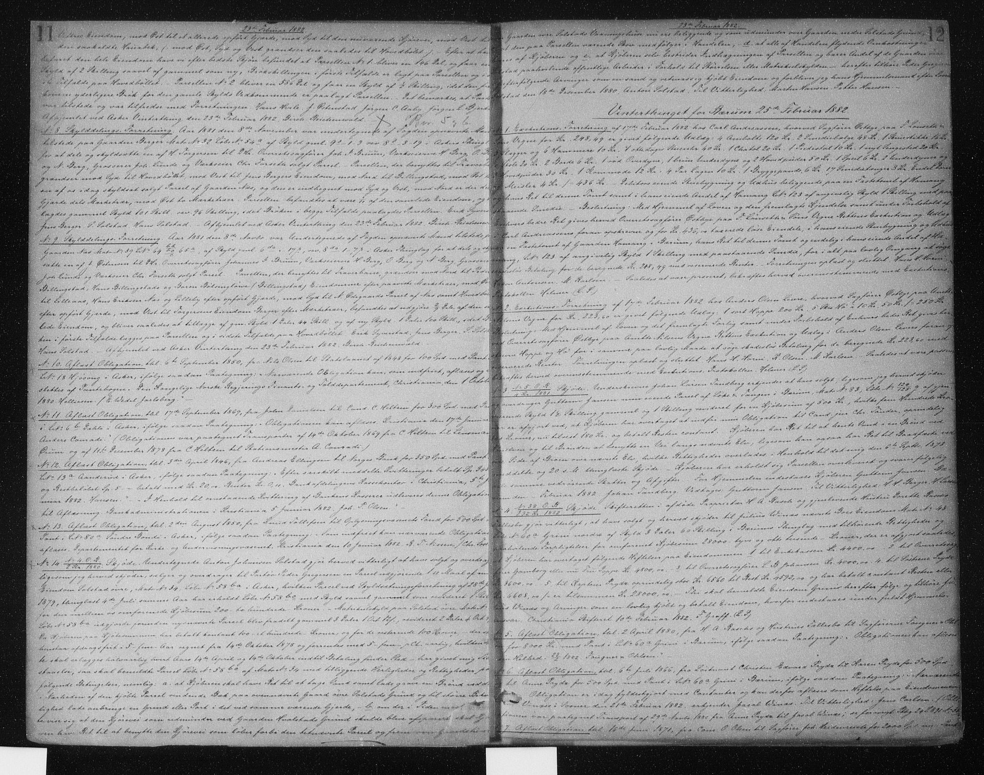 Aker sorenskriveri, AV/SAO-A-10895/G/Gb/Gba/L0029a: Pantebok nr. I 29a, 1882-1884, s. 11-12