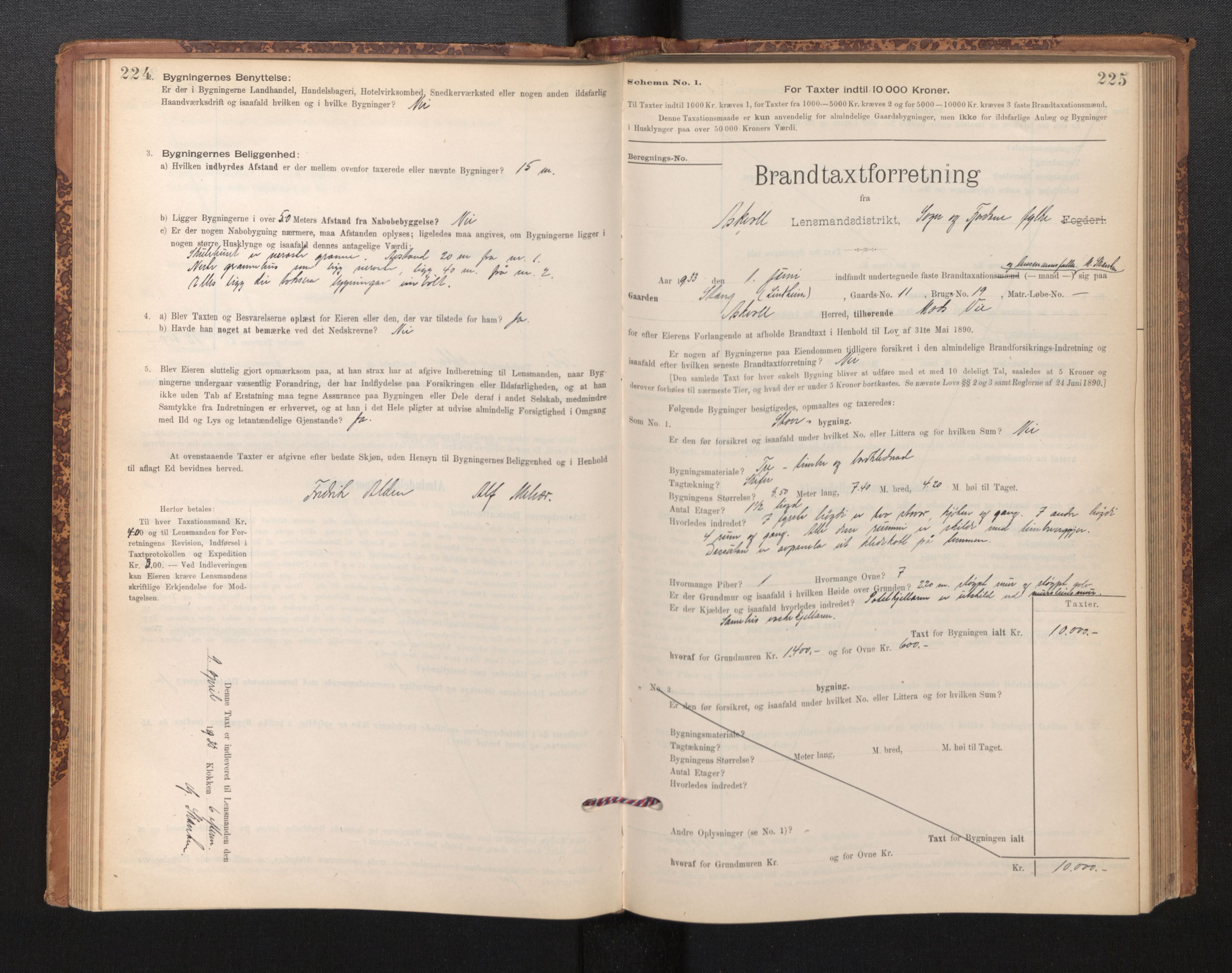 Lensmannen i Askvoll, SAB/A-26301/0012/L0004: Branntakstprotokoll, skjematakst og liste over branntakstmenn, 1895-1932, s. 224-225