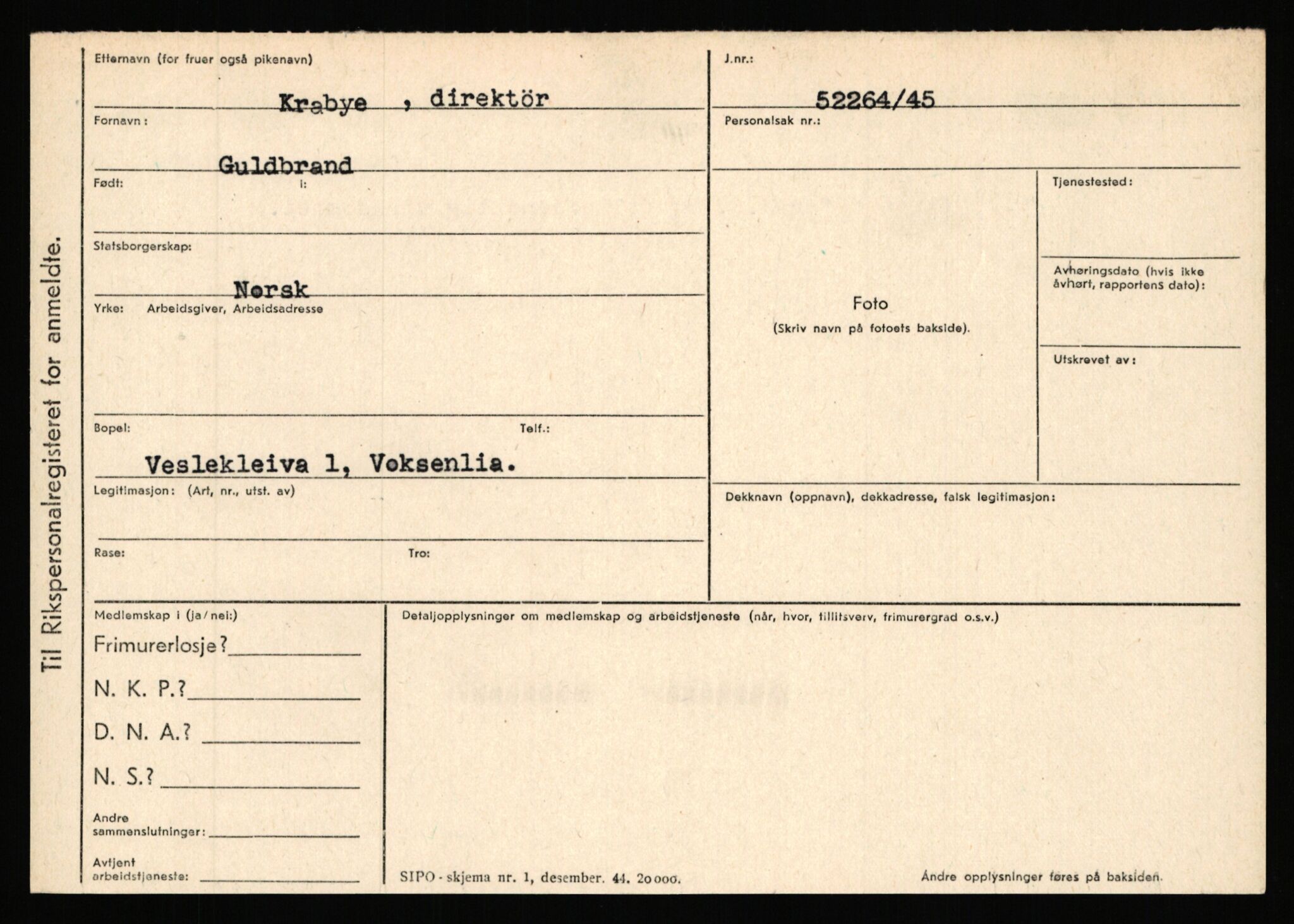 Statspolitiet - Hovedkontoret / Osloavdelingen, AV/RA-S-1329/C/Ca/L0009: Knutsen - Limstrand, 1943-1945, s. 852