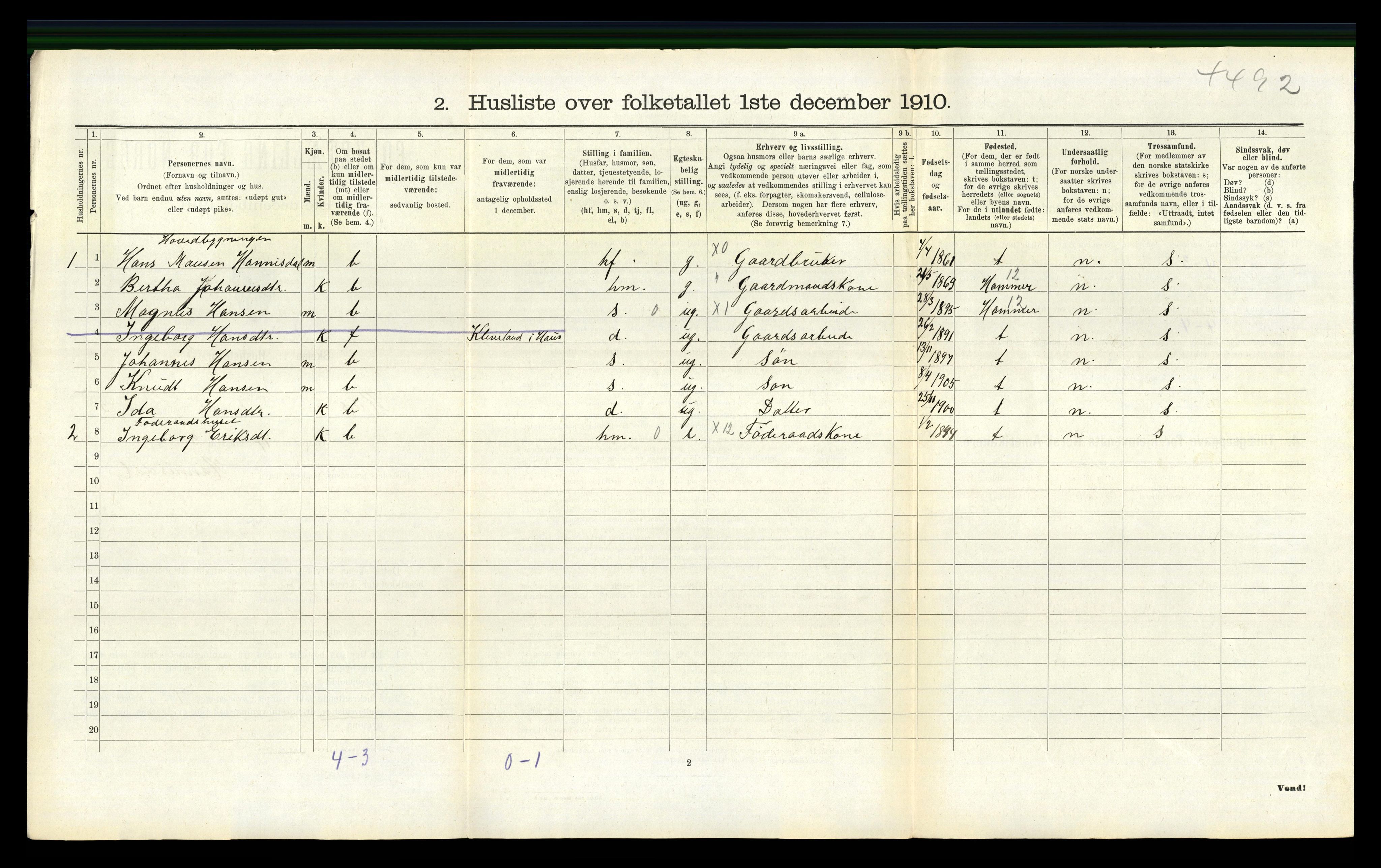 RA, Folketelling 1910 for 1250 Haus herred, 1910, s. 525