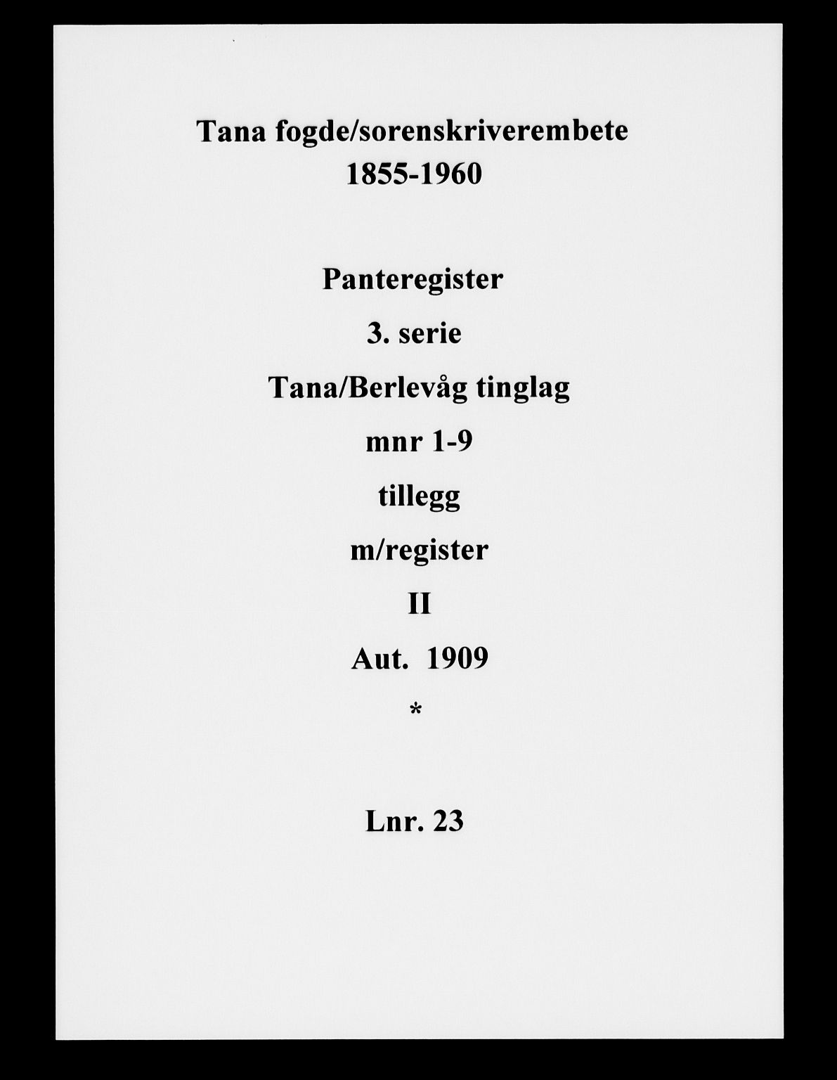 Tana fogderi/sorenskriveri, SATØ/S-0058/I/Ia/Iac/L0023pantereg: Panteregister nr. 23