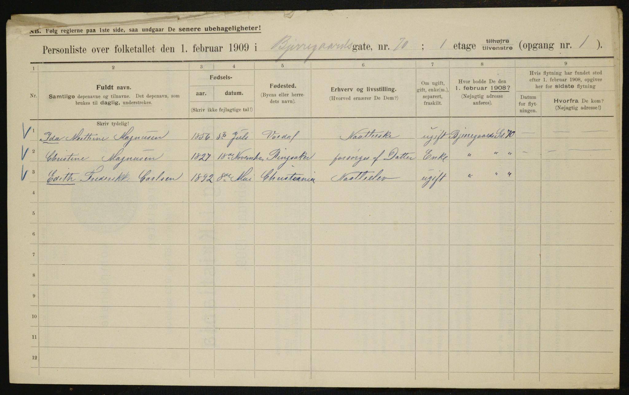 OBA, Kommunal folketelling 1.2.1909 for Kristiania kjøpstad, 1909, s. 5991