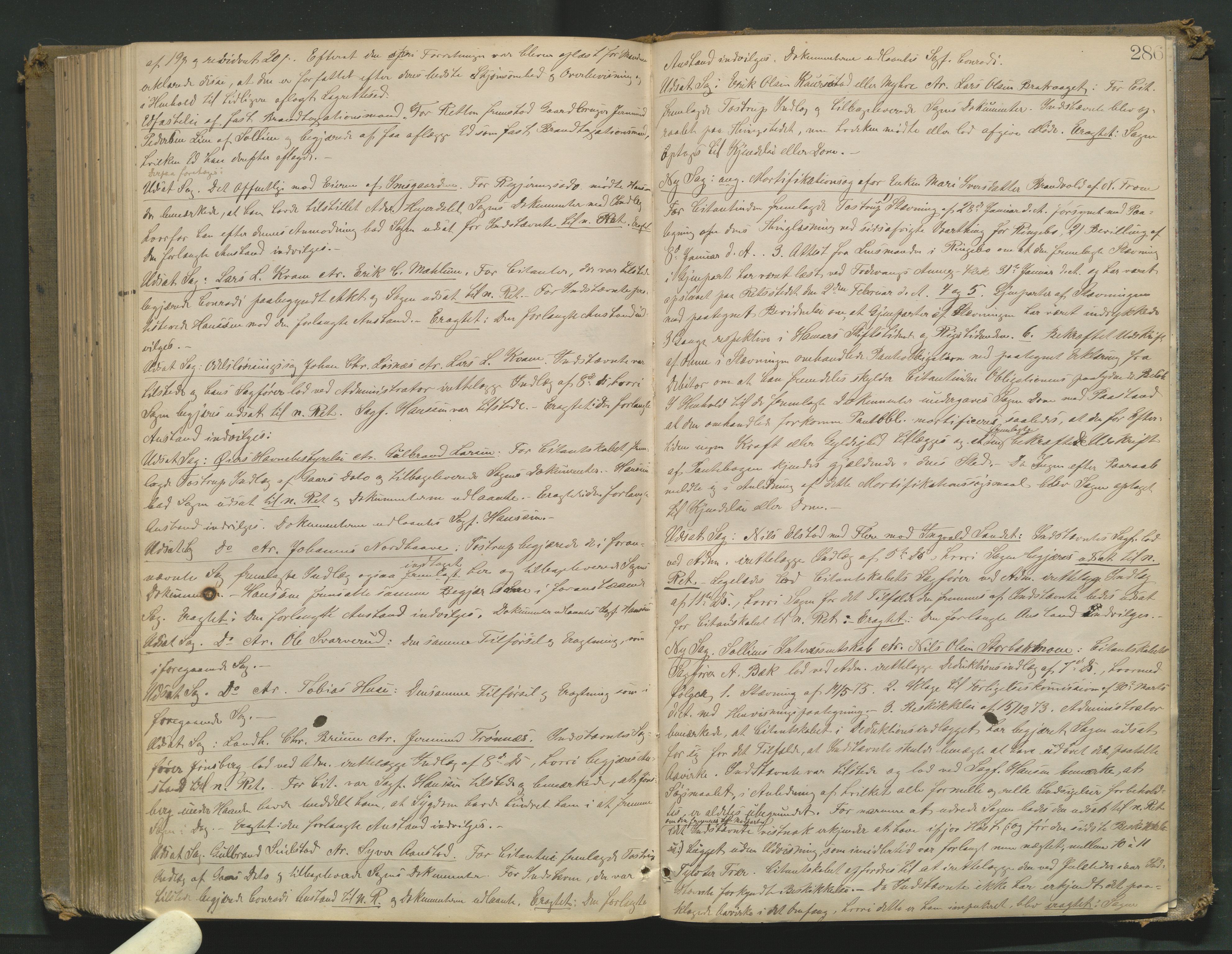 Mellom-Gudbrandsdal sorenskriveri, AV/SAH-TING-038/G/Gb/L0004: Tingbok, 1869-1875, s. 285b-286a