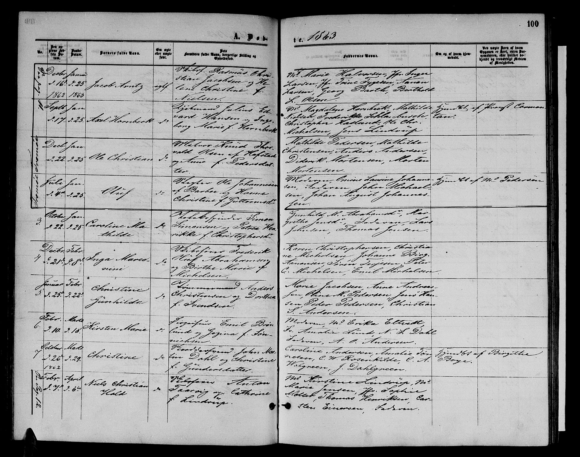 Arendal sokneprestkontor, Trefoldighet, AV/SAK-1111-0040/F/Fb/L0004: Klokkerbok nr. B 4, 1861-1873, s. 100