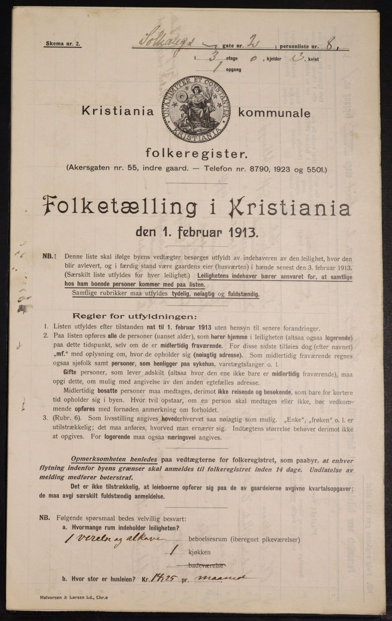 OBA, Kommunal folketelling 1.2.1913 for Kristiania, 1913, s. 99411