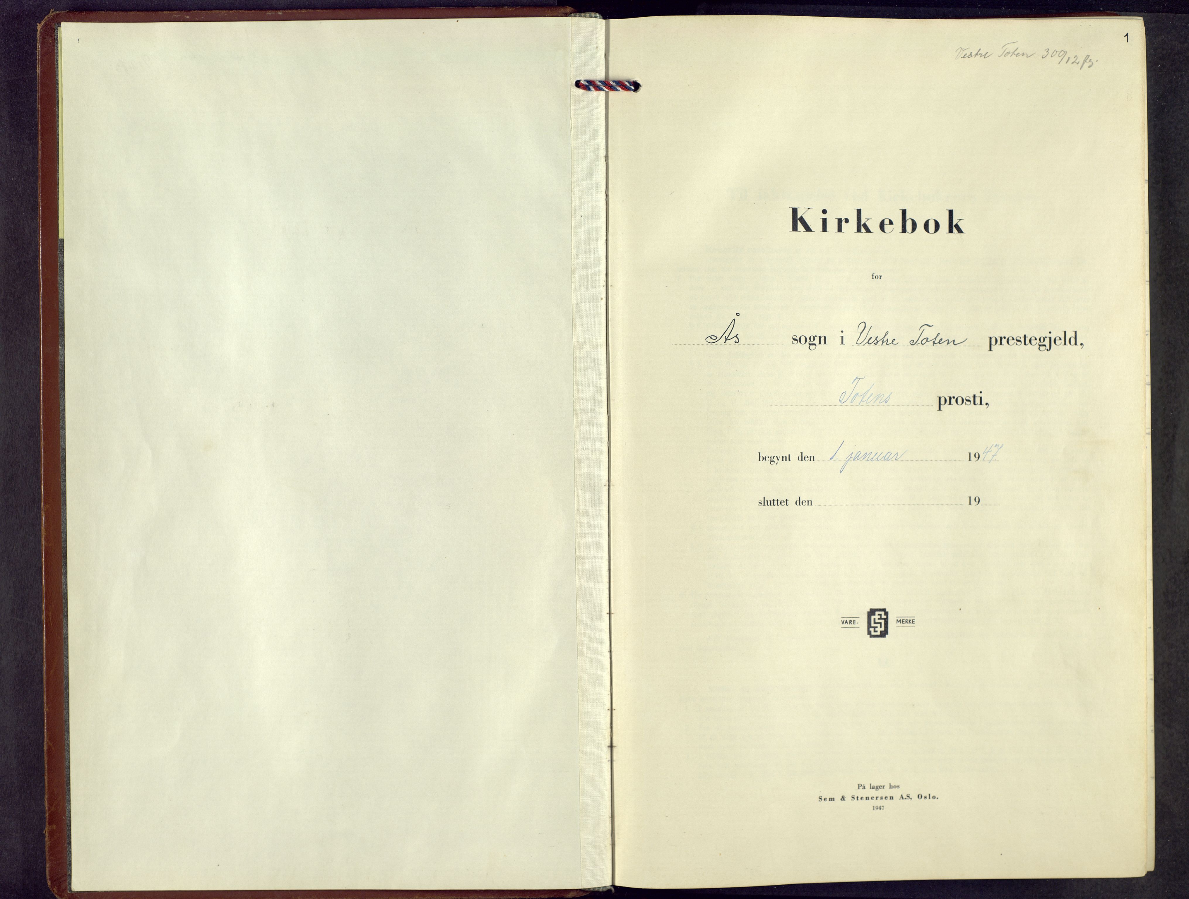 Vestre Toten prestekontor, SAH/PREST-108/H/Ha/Hab/L0017: Klokkerbok nr. 17, 1947-1969, s. 1