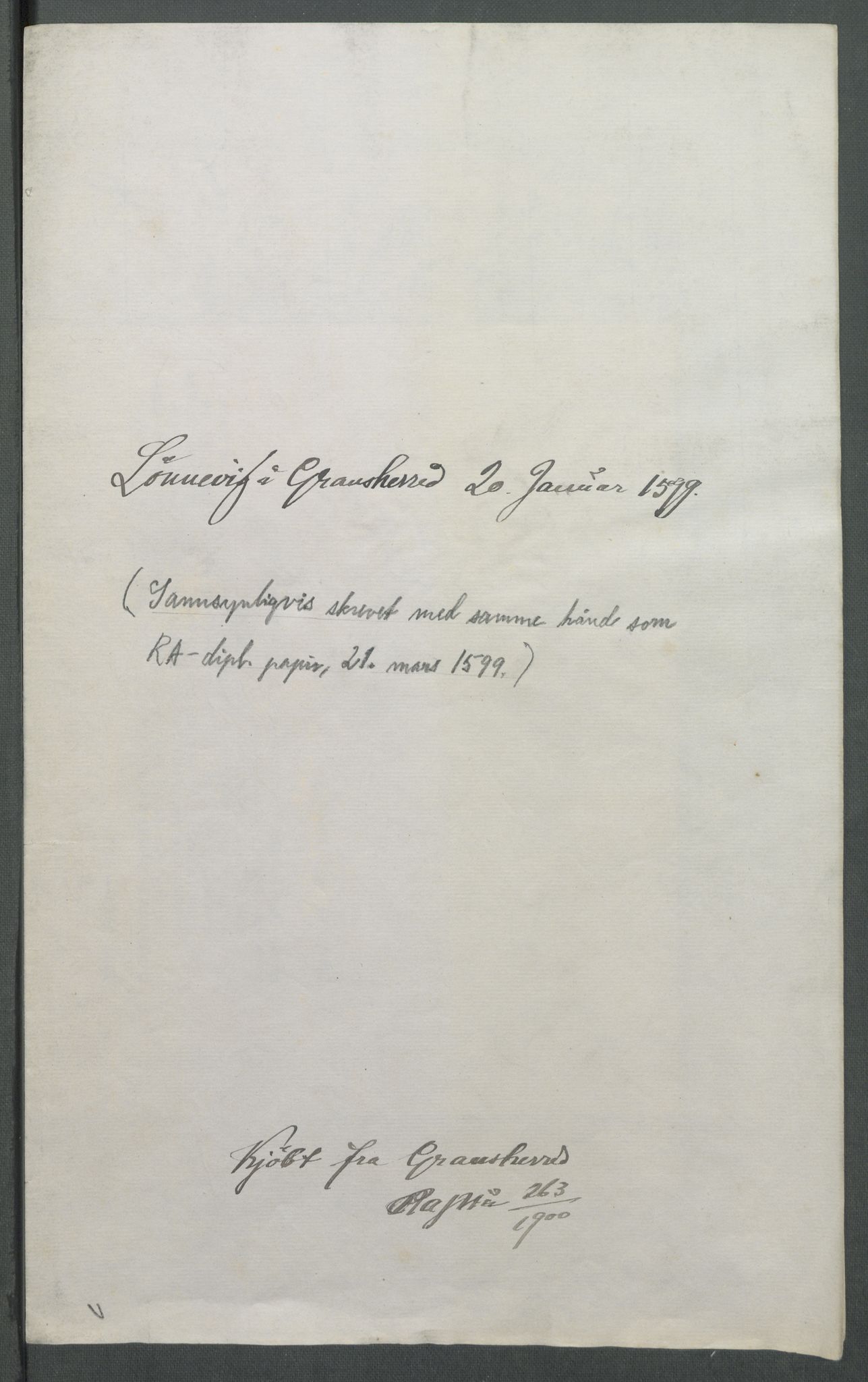 Riksarkivets diplomsamling, AV/RA-EA-5965/F02/L0107: Dokumenter, 1599, s. 10