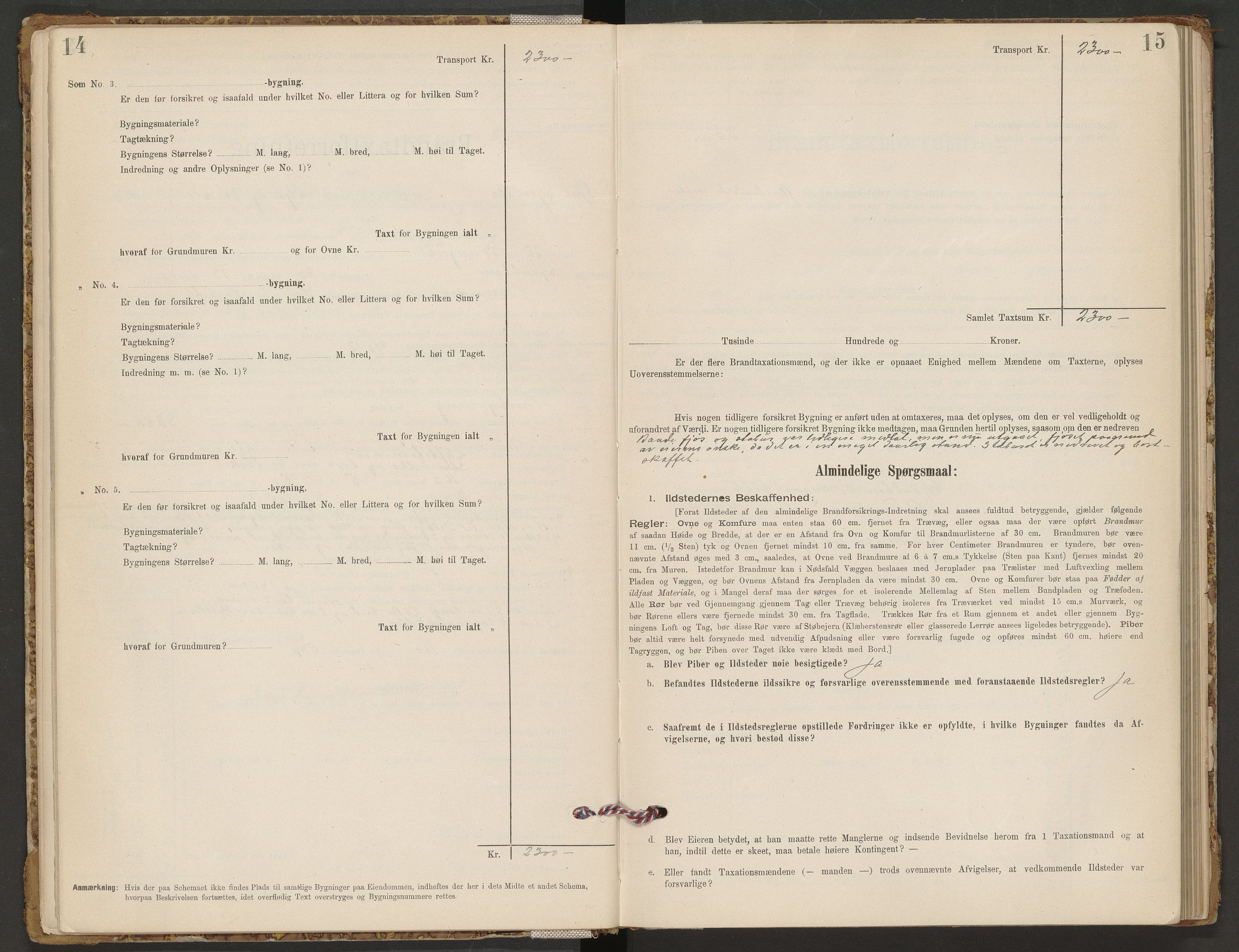 Norges Brannkasse Øvre Stjørdal, AV/SAT-A-1345/Fb/L0001: Branntakstprotokoll, 1901-1932, s. 14-15