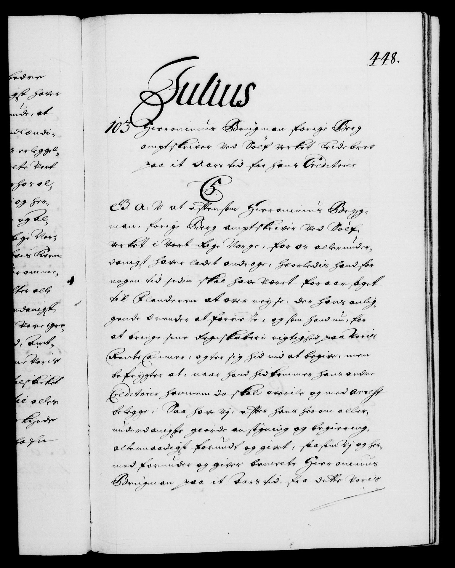 Danske Kanselli 1572-1799, AV/RA-EA-3023/F/Fc/Fca/Fcaa/L0016: Norske registre (mikrofilm), 1692-1697, s. 448a