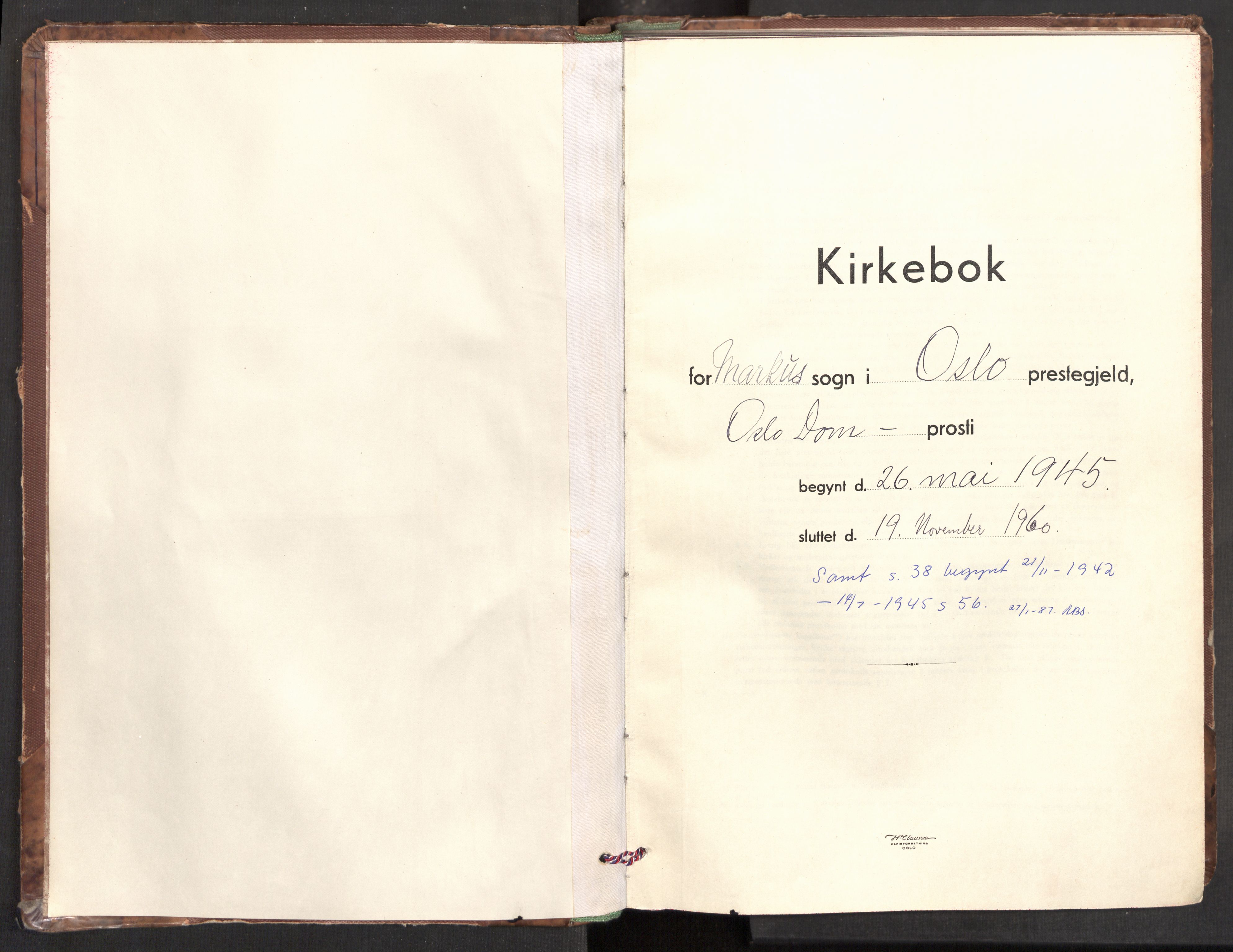 Markus prestekontor Kirkebøker, SAO/A-10830/F/L0005: Ministerialbok nr. 5, 1942-1960