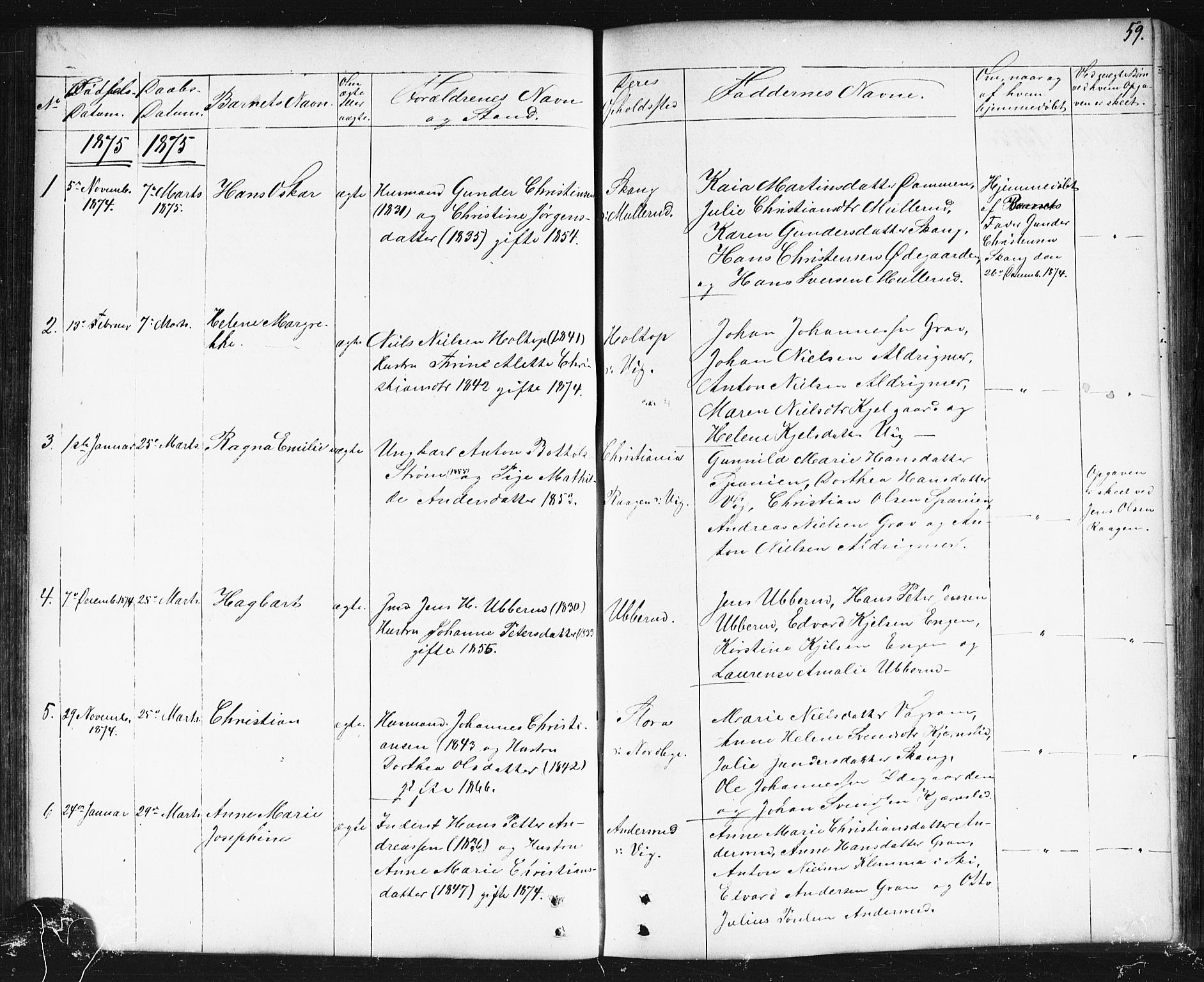 Enebakk prestekontor Kirkebøker, AV/SAO-A-10171c/G/Gb/L0001: Klokkerbok nr. II 1, 1859-1890, s. 59