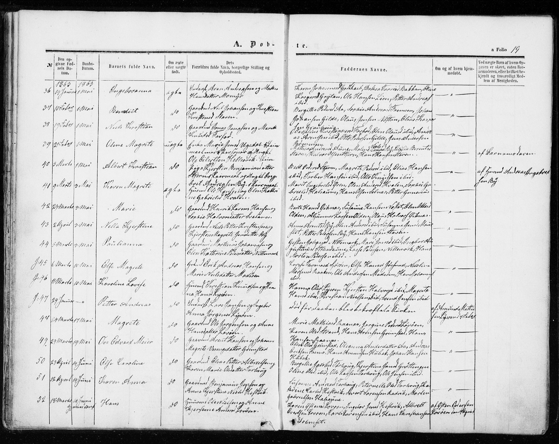 Ministerialprotokoller, klokkerbøker og fødselsregistre - Sør-Trøndelag, SAT/A-1456/655/L0678: Ministerialbok nr. 655A07, 1861-1873, s. 19