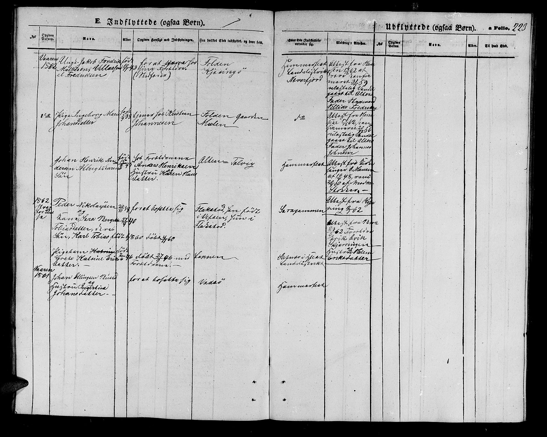 Hammerfest sokneprestkontor, AV/SATØ-S-1347/H/Hb/L0003.klokk: Klokkerbok nr. 3 /1, 1862-1868, s. 223