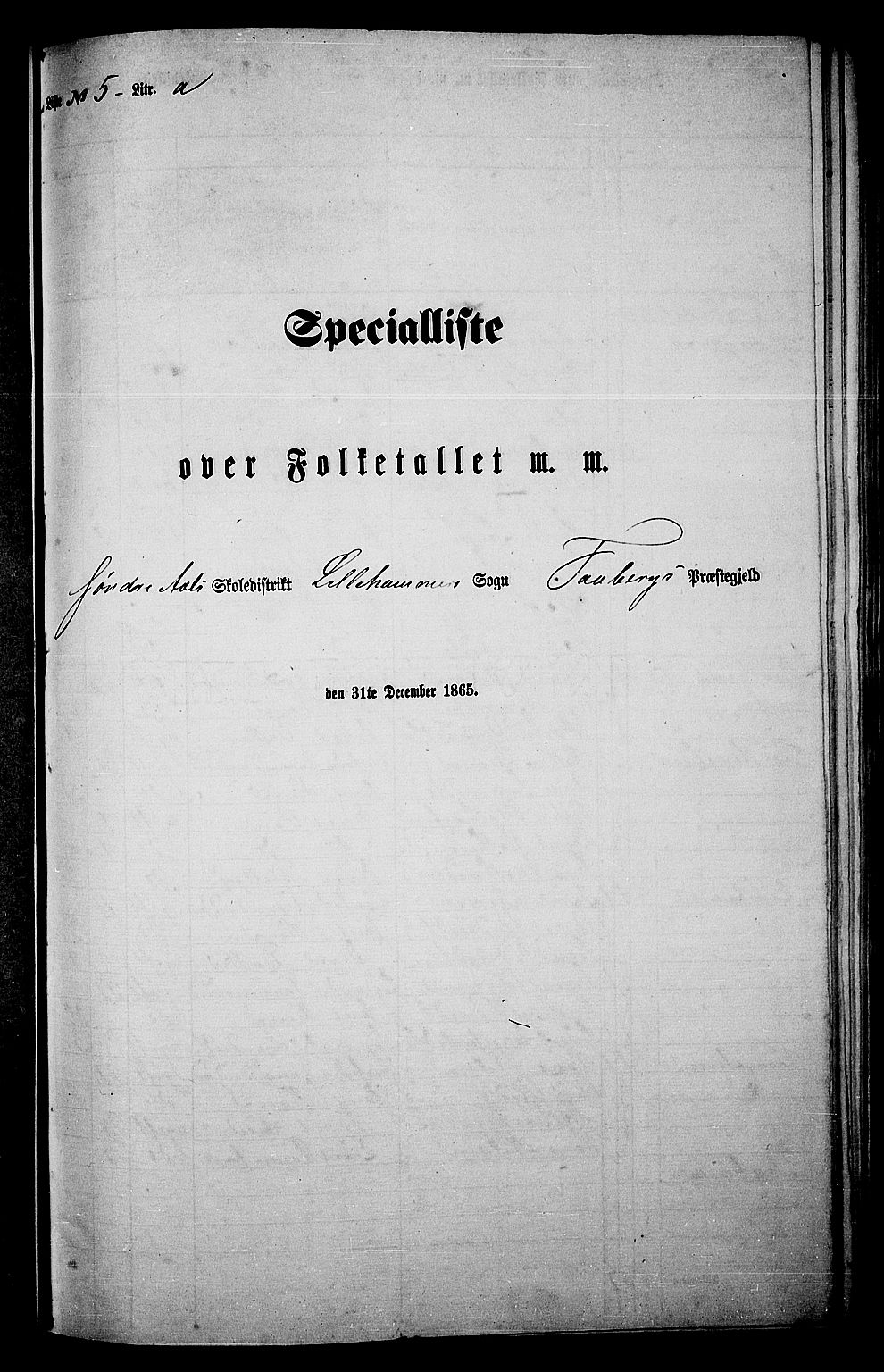 RA, Folketelling 1865 for 0524L Fåberg prestegjeld, Fåberg sokn og Lillehammer landsokn, 1865, s. 124