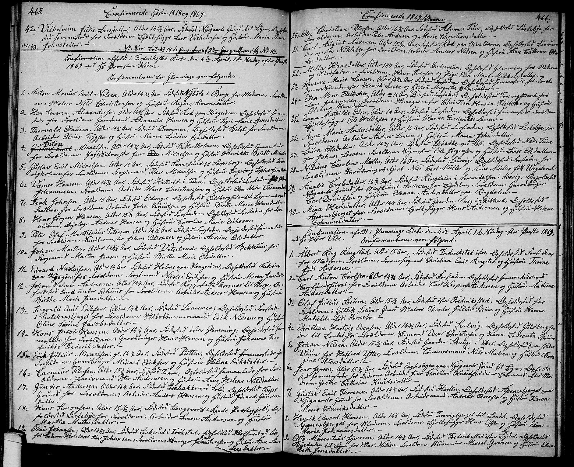 Glemmen prestekontor Kirkebøker, AV/SAO-A-10908/G/Ga/L0004: Klokkerbok nr. 4, 1867-1875, s. 465-466