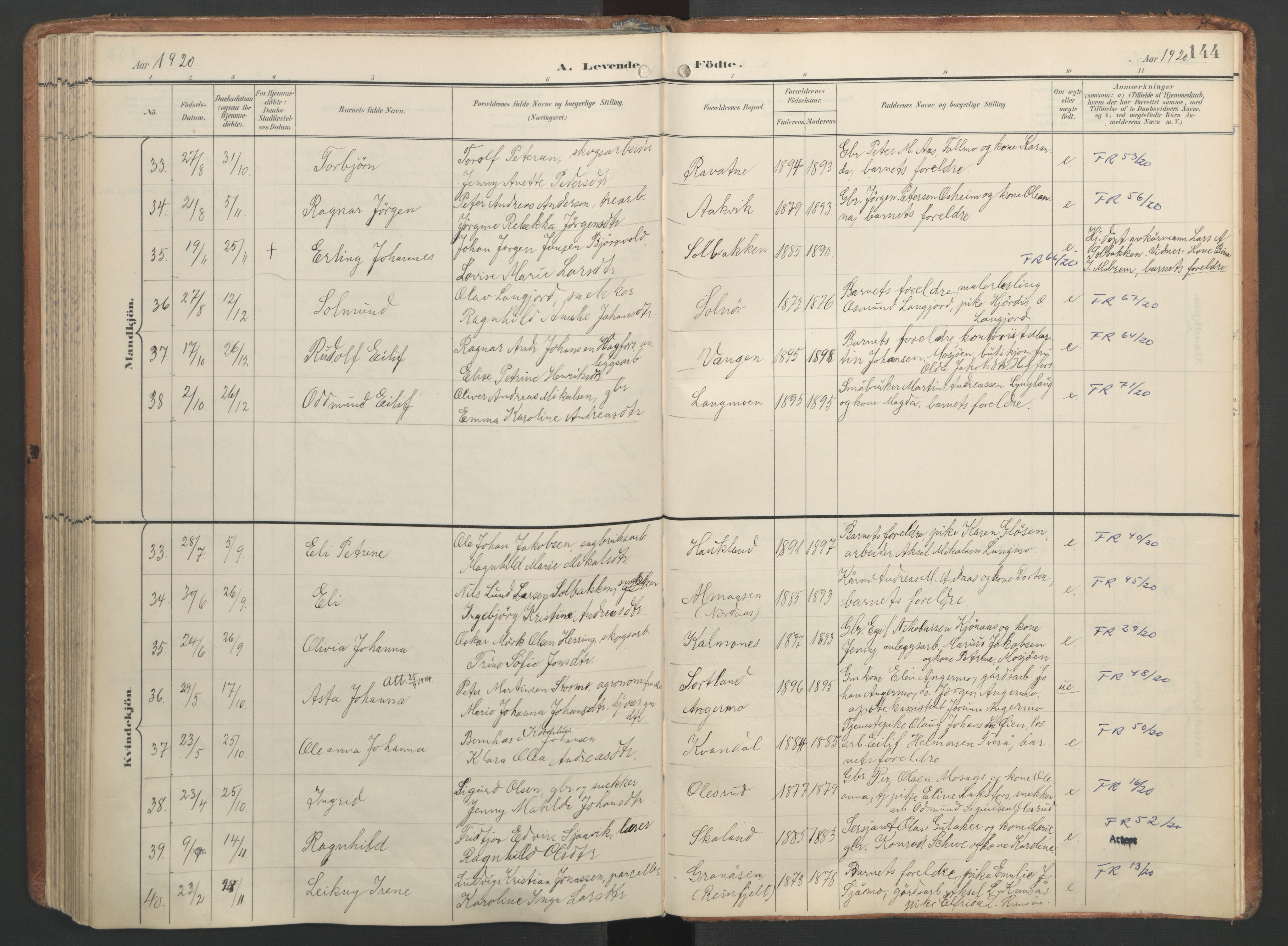 Ministerialprotokoller, klokkerbøker og fødselsregistre - Nordland, AV/SAT-A-1459/820/L0297: Ministerialbok nr. 820A18, 1897-1917, s. 144