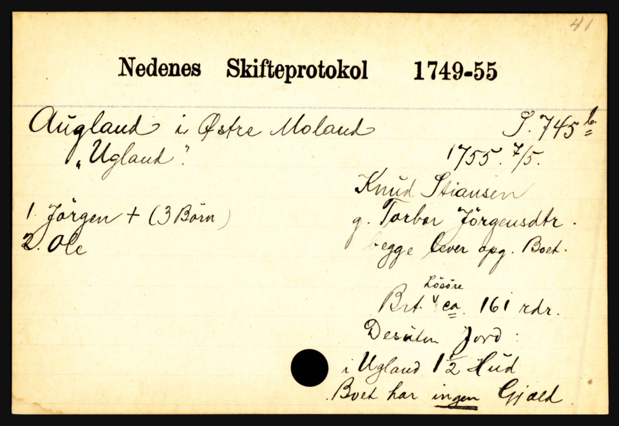 Nedenes sorenskriveri før 1824, AV/SAK-1221-0007/H, s. 1421