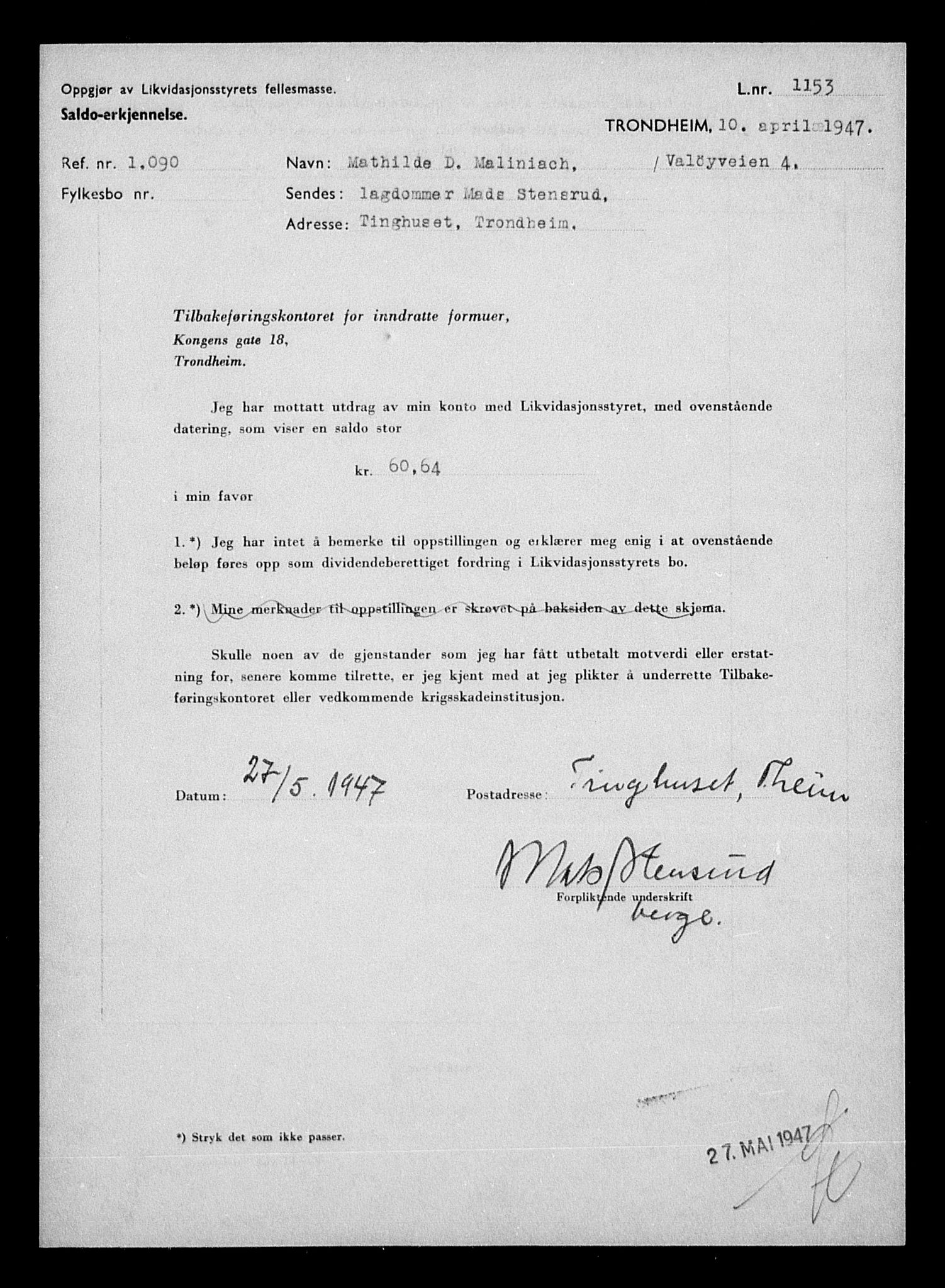 Justisdepartementet, Tilbakeføringskontoret for inndratte formuer, AV/RA-S-1564/H/Hc/Hca/L0903: --, 1945-1947, s. 572