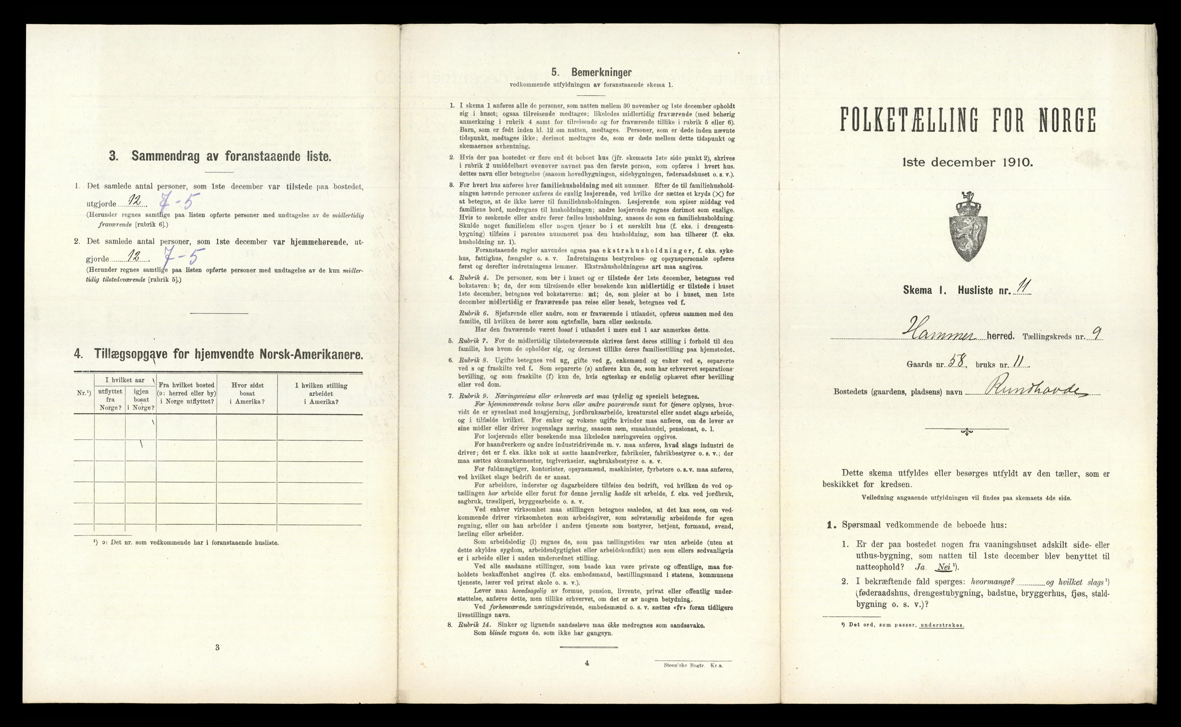 RA, Folketelling 1910 for 1254 Hamre herred, 1910, s. 672