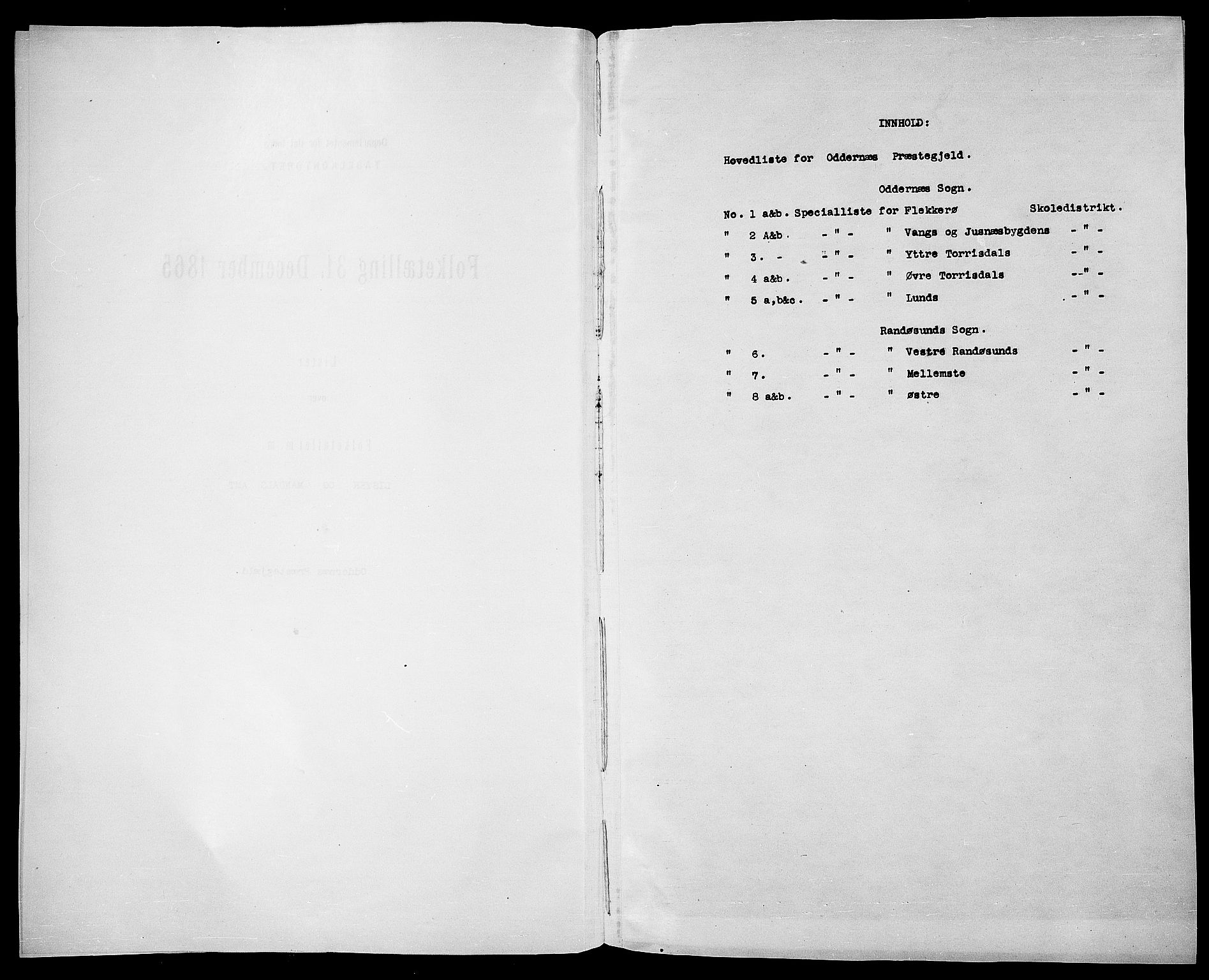 RA, Folketelling 1865 for 1012P Oddernes prestegjeld, 1865, s. 4