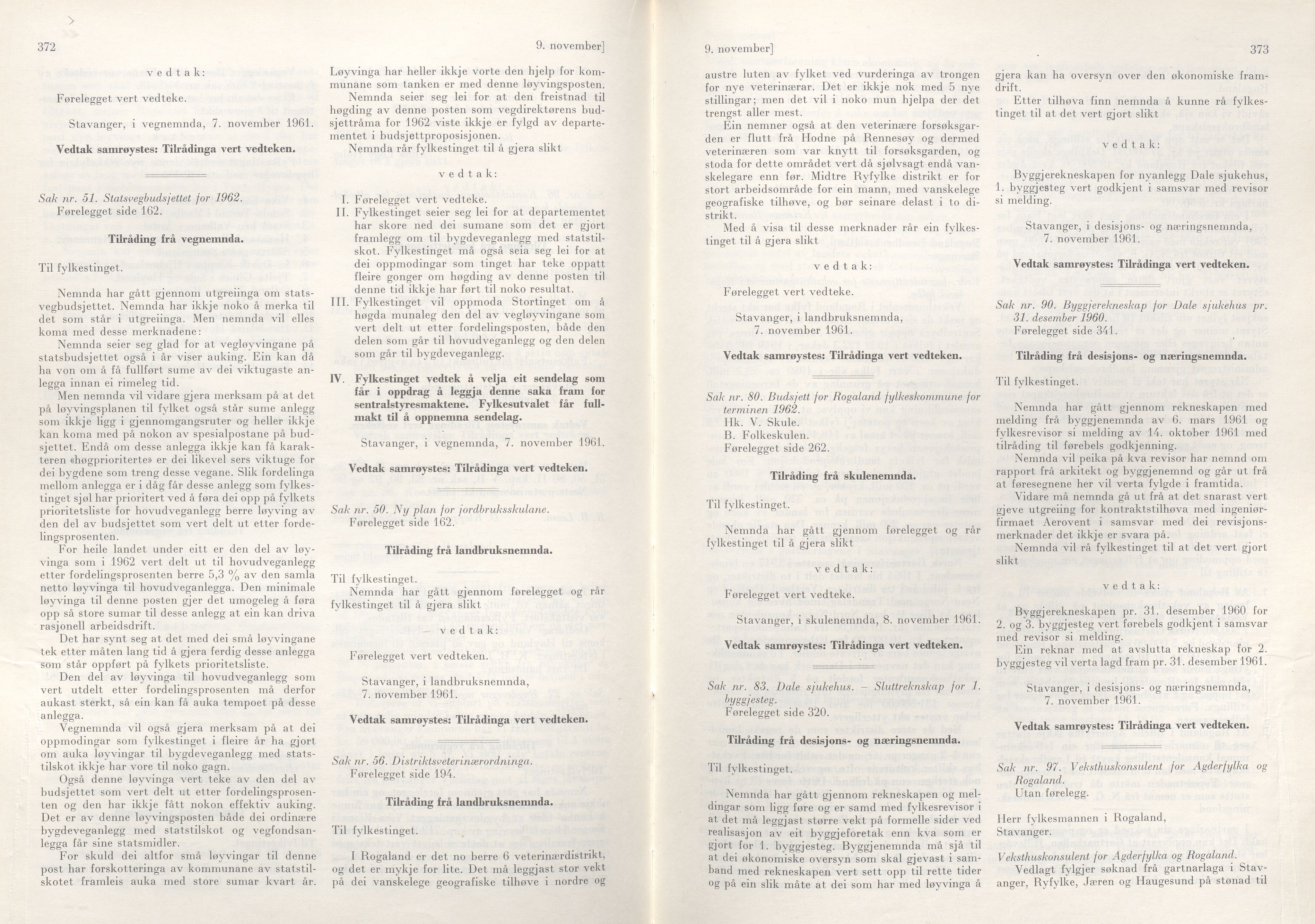 Rogaland fylkeskommune - Fylkesrådmannen , IKAR/A-900/A/Aa/Aaa/L0081: Møtebok , 1961, s. 372-373