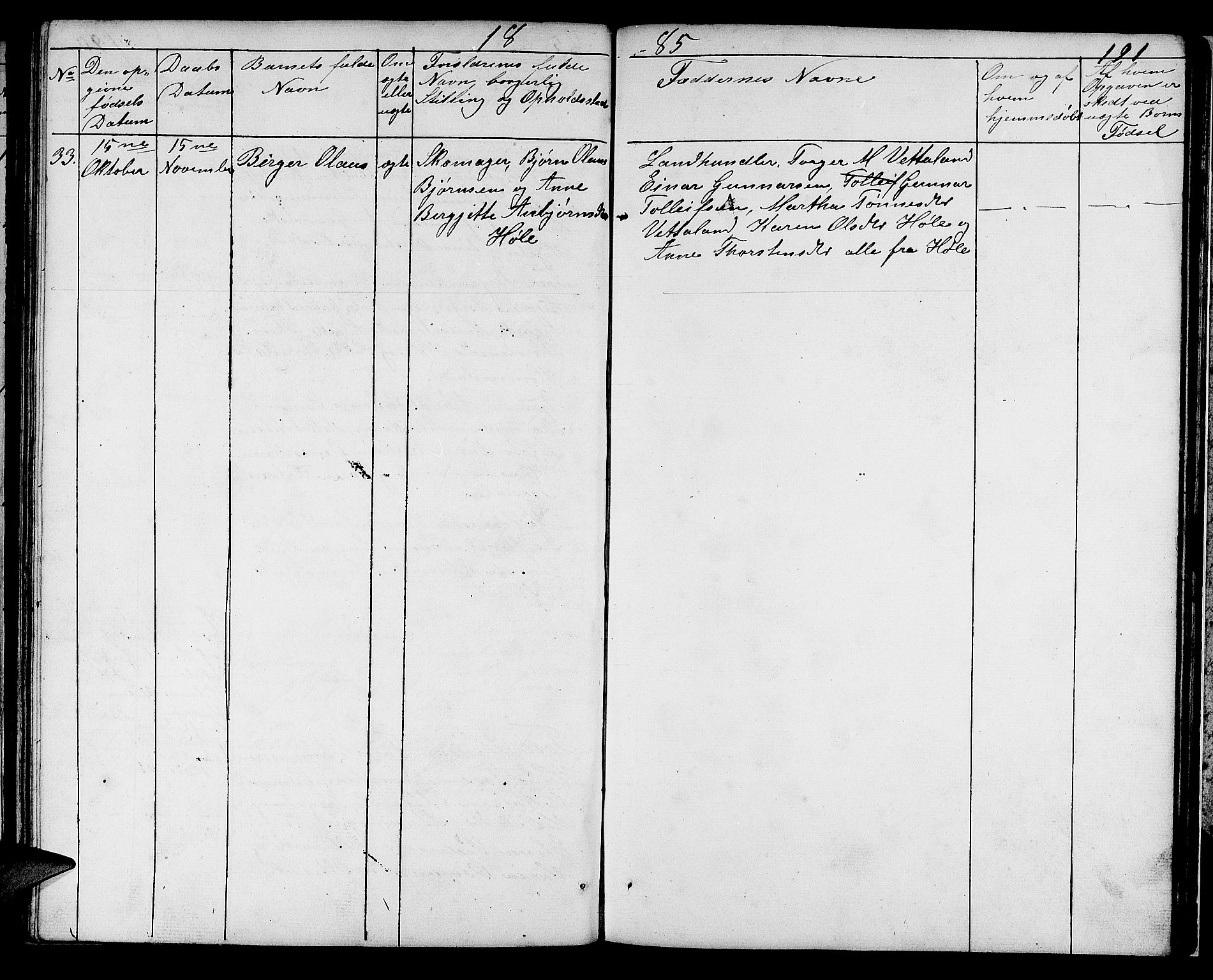 Høgsfjord sokneprestkontor, AV/SAST-A-101624/H/Ha/Hab/L0001: Klokkerbok nr. B 1, 1855-1885, s. 191