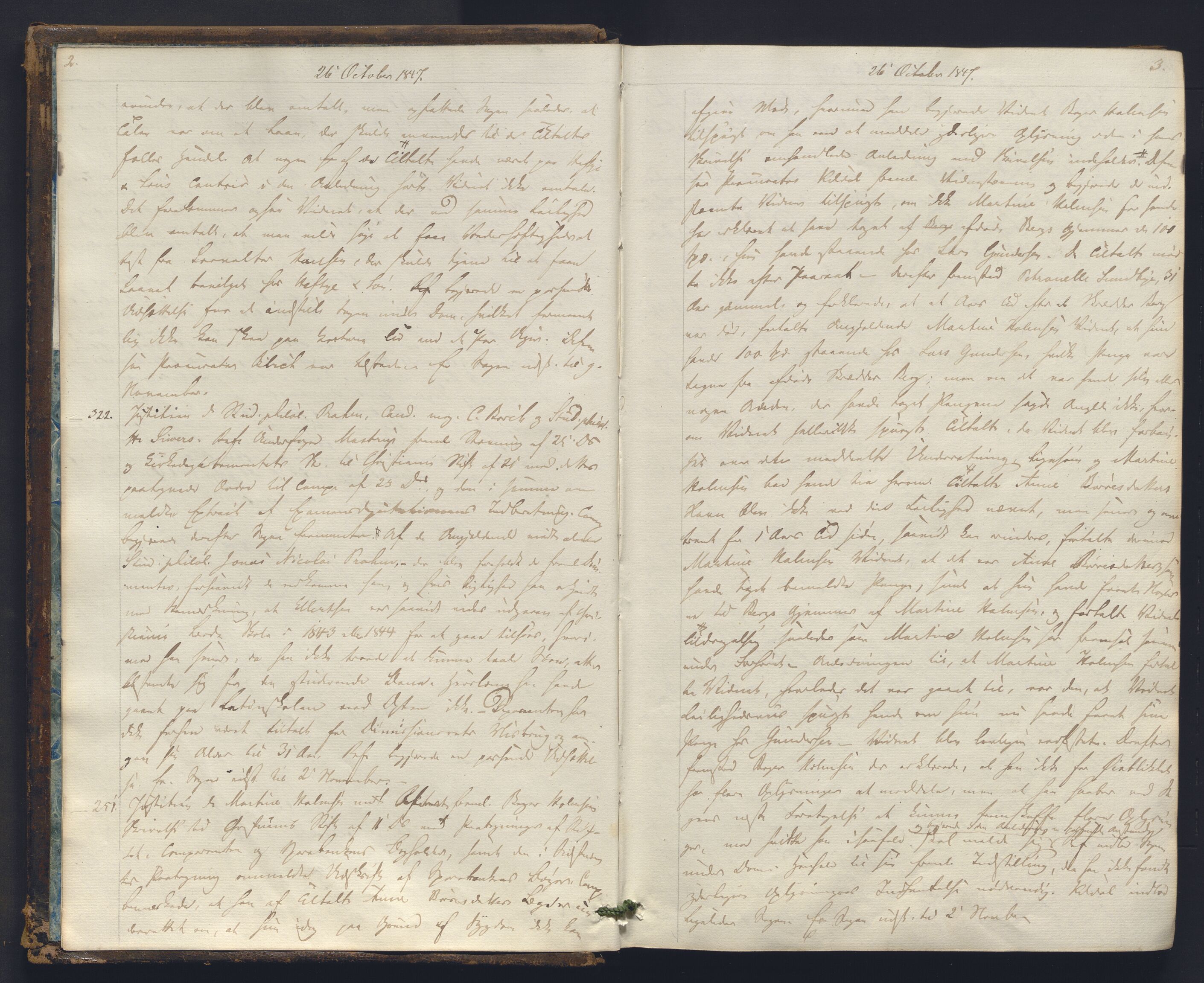 Christiania byfogd, AV/SAO-A-11543/F/Fc/L0015: Ekstrarettsprotokoll, 1847-1853, s. 2-3