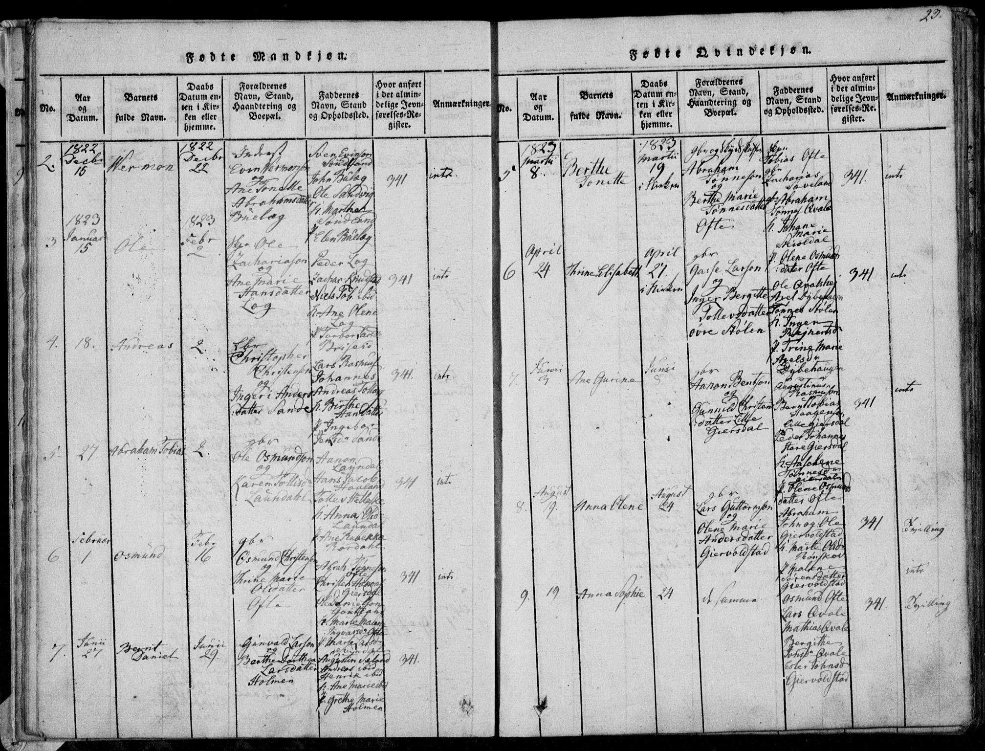 Herad sokneprestkontor, AV/SAK-1111-0018/F/Fa/Faa/L0003: Ministerialbok nr. A 3, 1816-1844, s. 23