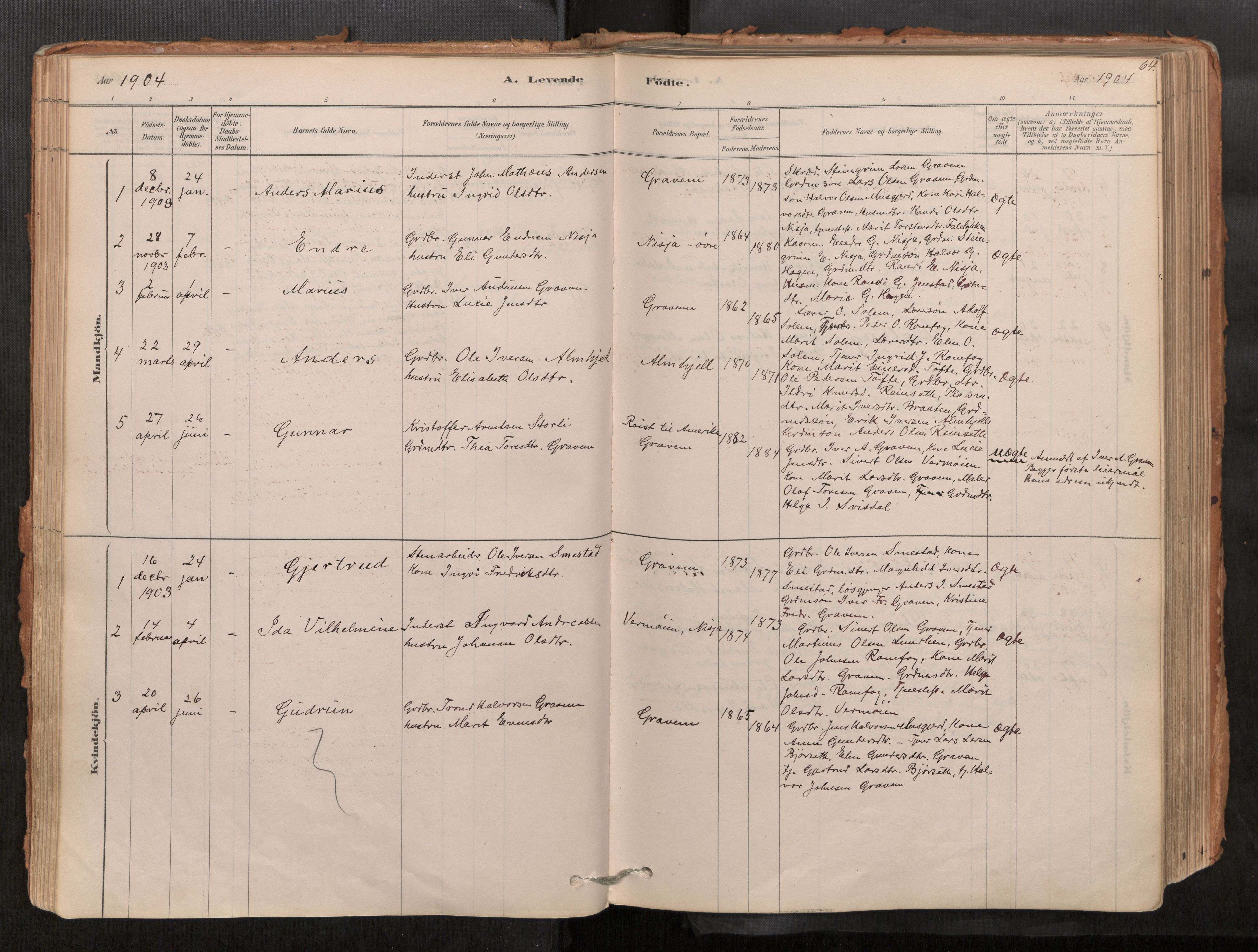 Sunndal sokneprestkontor, AV/SAT-A-1085/1/I/I1/I1a/L0001: Ministerialbok nr. 1, 1877-1914, s. 64
