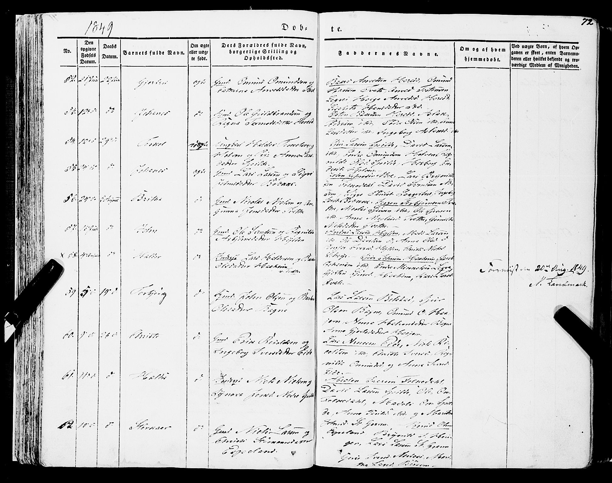 Ulvik sokneprestembete, AV/SAB-A-78801/H/Haa: Ministerialbok nr. A 12, 1839-1853, s. 72