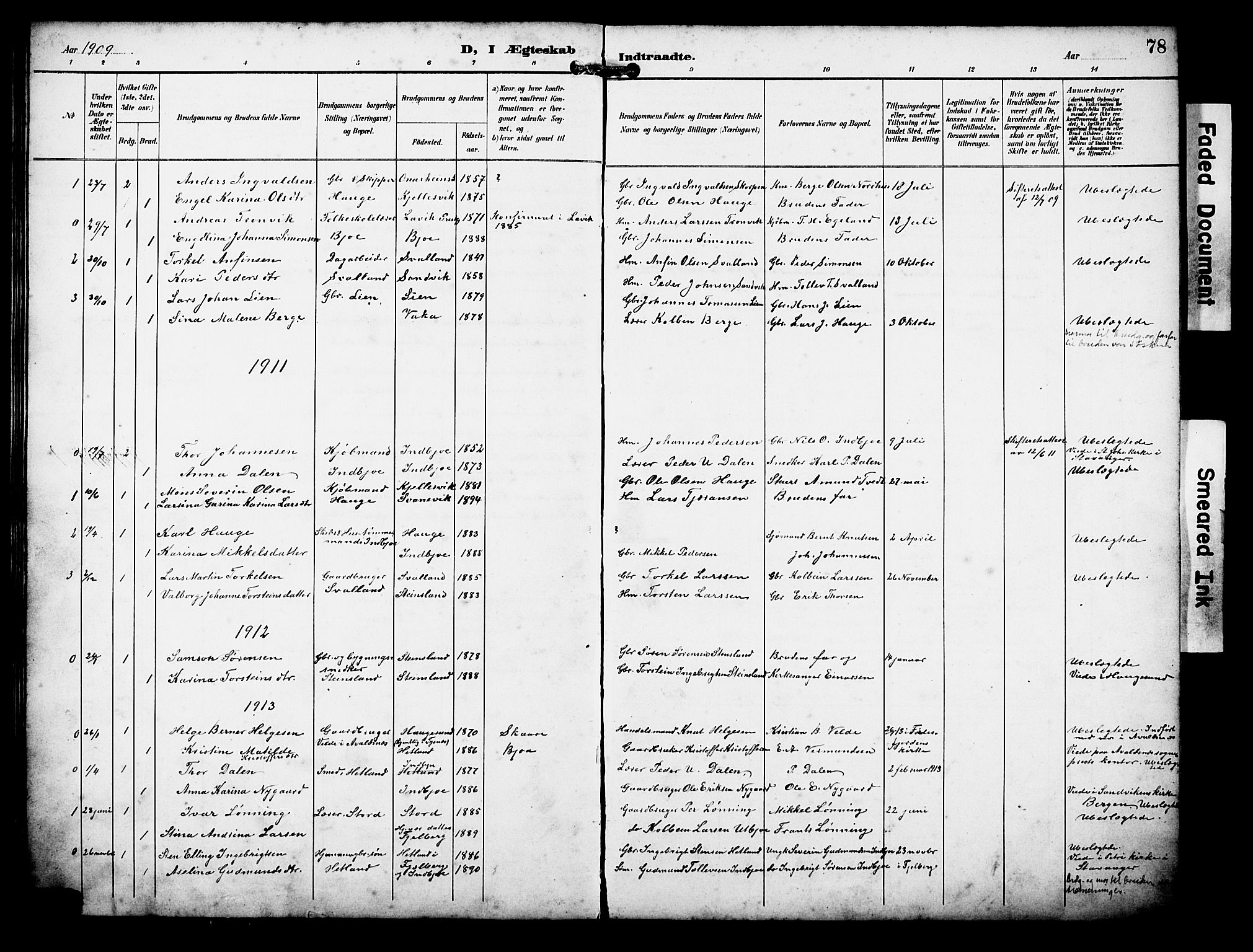 Ølen Sokneprestembete, AV/SAB-A-79201/H/Hab: Klokkerbok nr. B 1, 1895-1930, s. 78