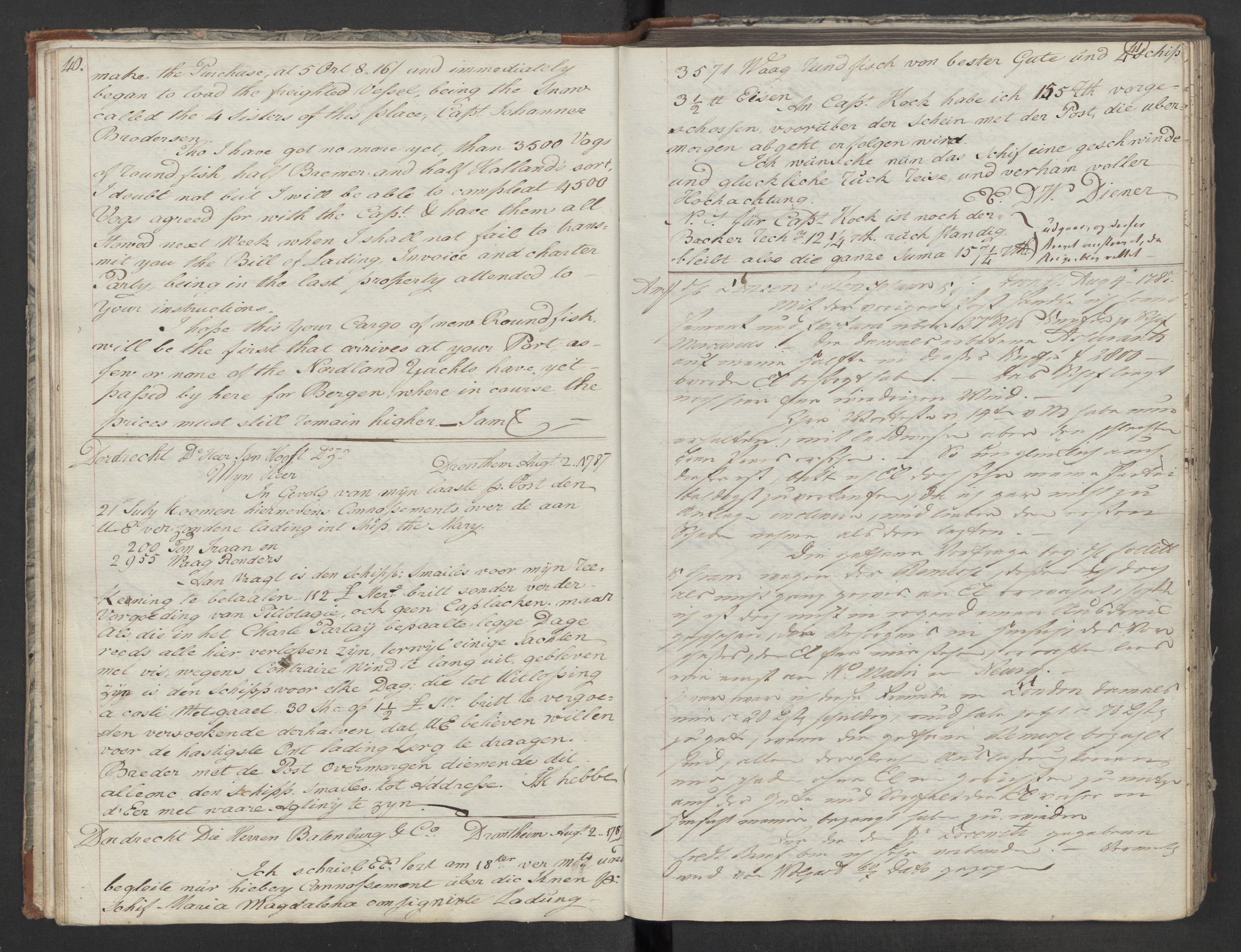 Hoë, Herman & Co, AV/SAT-PA-0280/11/L0007: Kopibok, utenriks, 1787-1791, s. 40-41