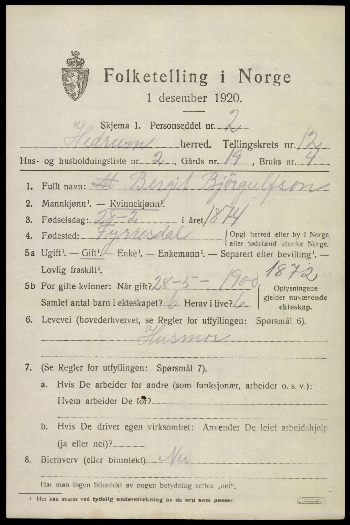 SAKO, Folketelling 1920 for 0727 Hedrum herred, 1920, s. 8035