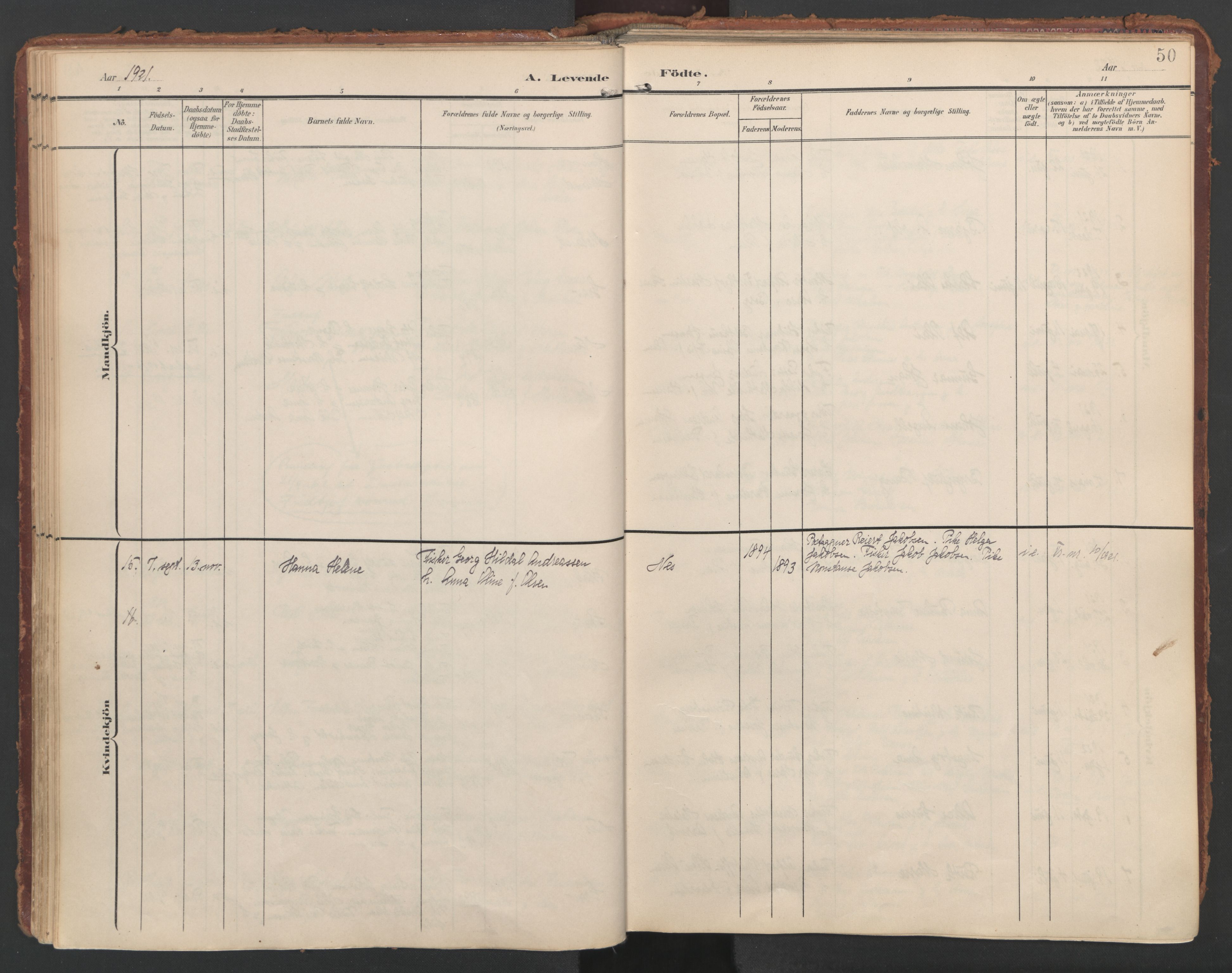 Ministerialprotokoller, klokkerbøker og fødselsregistre - Nordland, SAT/A-1459/808/L0129: Ministerialbok nr. 808A02, 1903-1931, s. 50